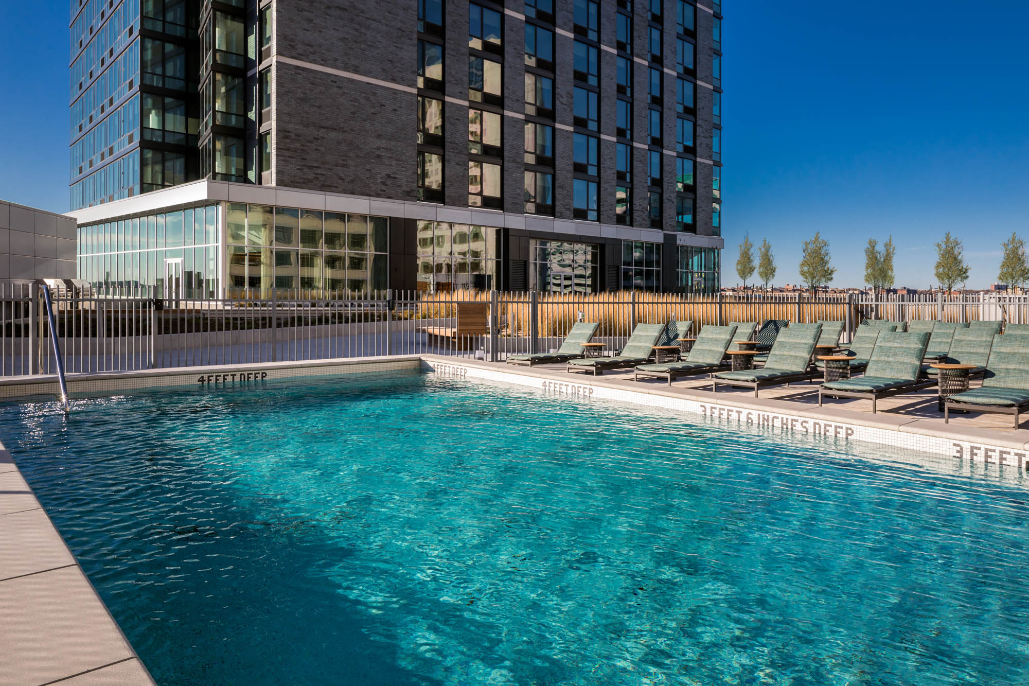 The pool at VYV apartments in Jersey City, New Jersey.