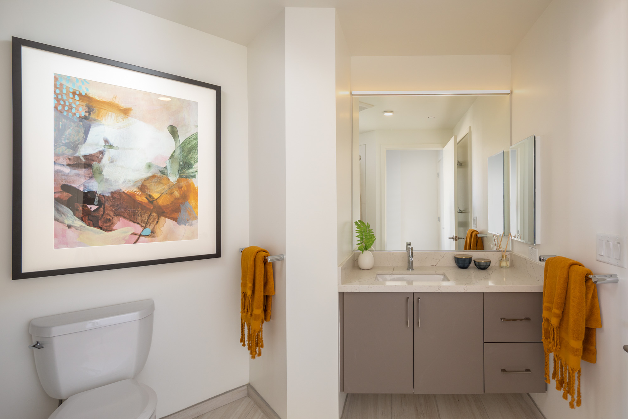 A bathroom at The Merian Apartments in San Diego, California.