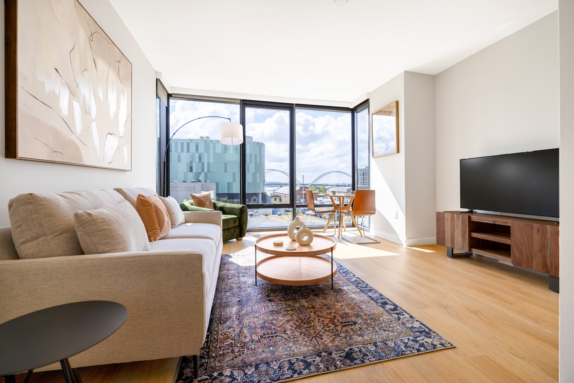 The living area in a Vela apartment in The Yards in Washington, DC.