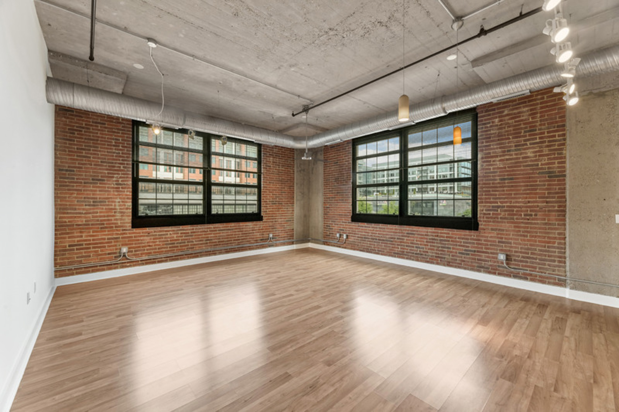 The living room in a Foundry Lofts apartment in Washington, D.C.