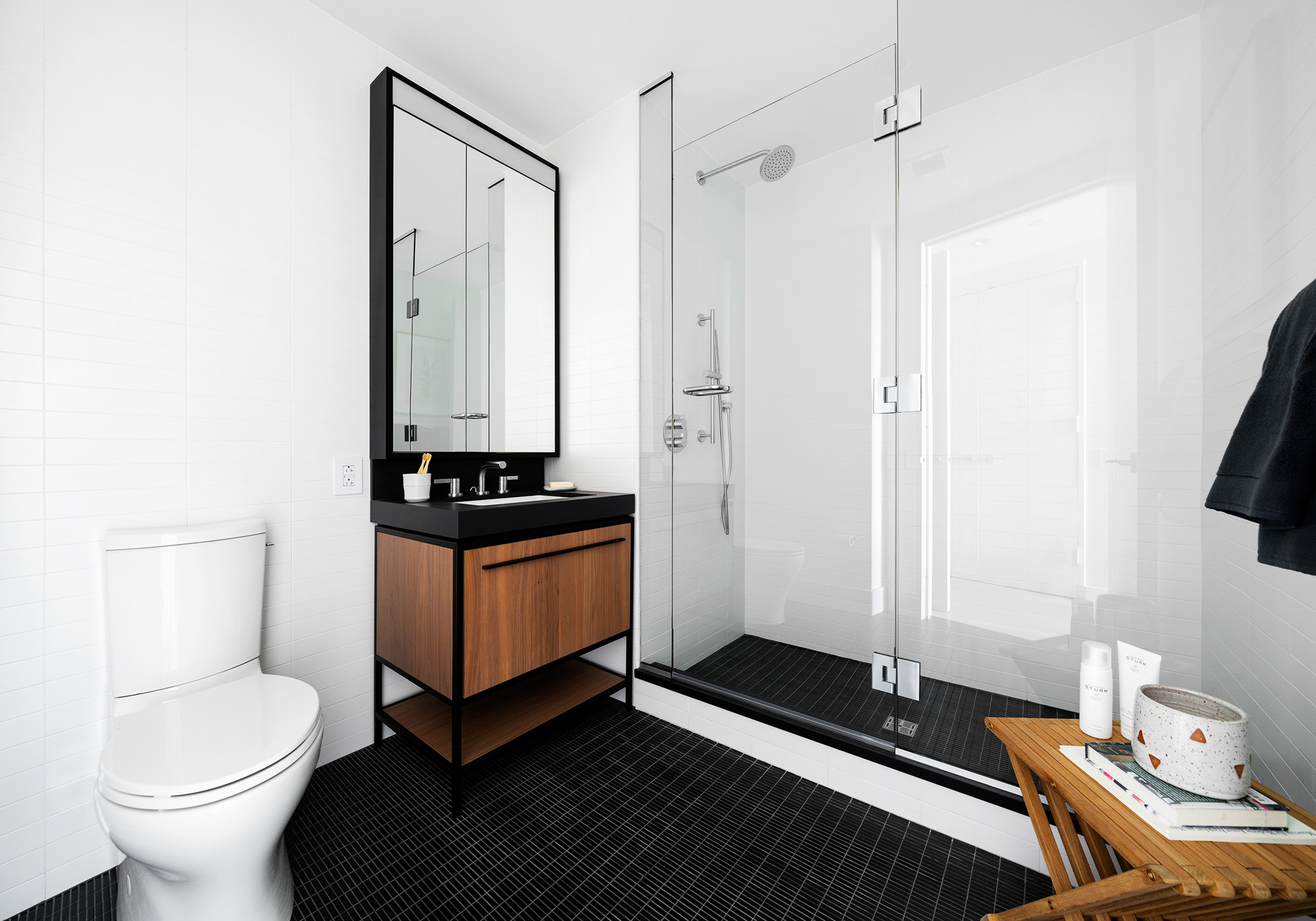 The bathroom at Two Blue Slip apartments in Greenpoint, Brooklyn, New York.