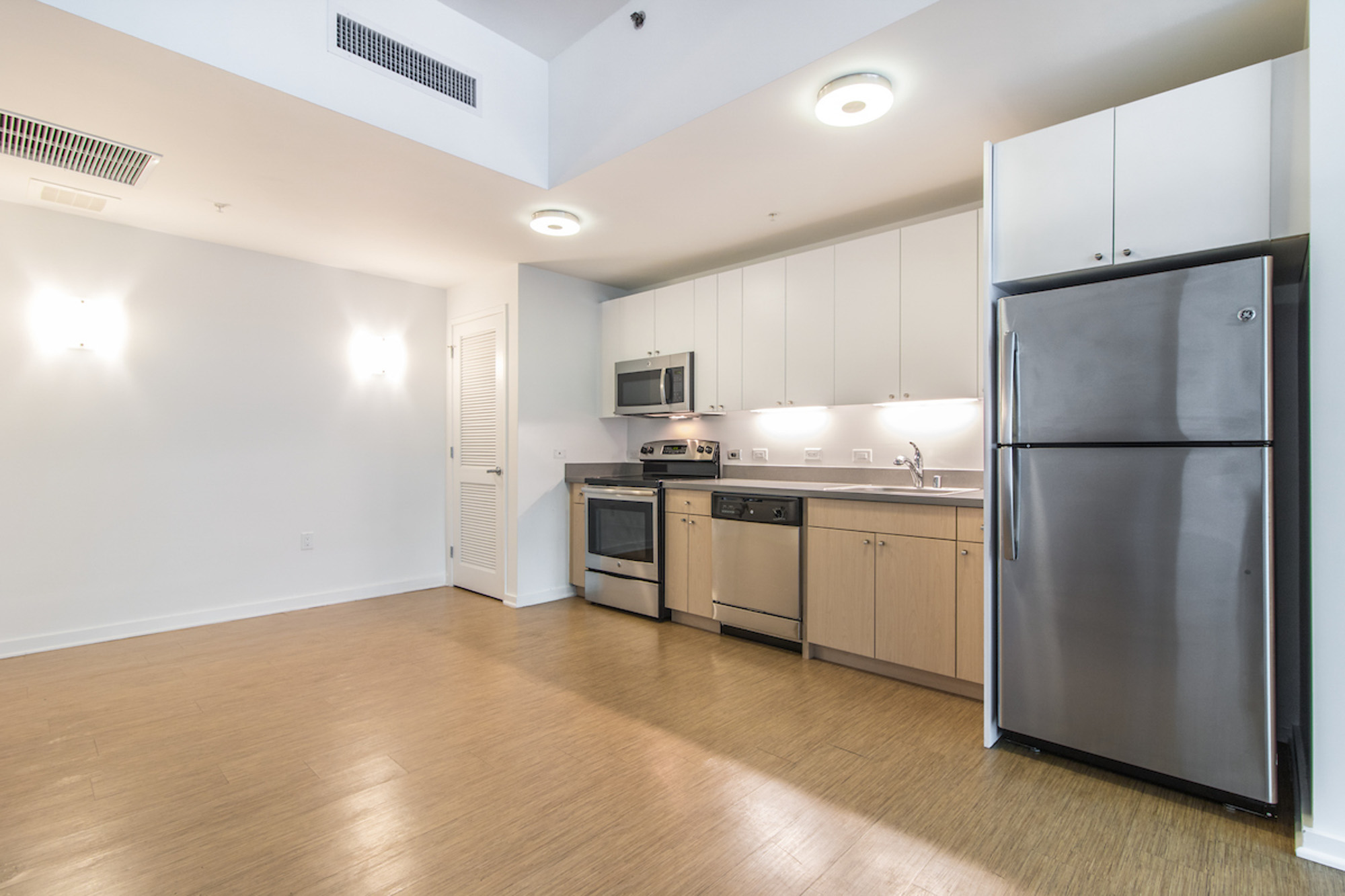 The kitchen at Mosso apartments in San Francisco, CA.