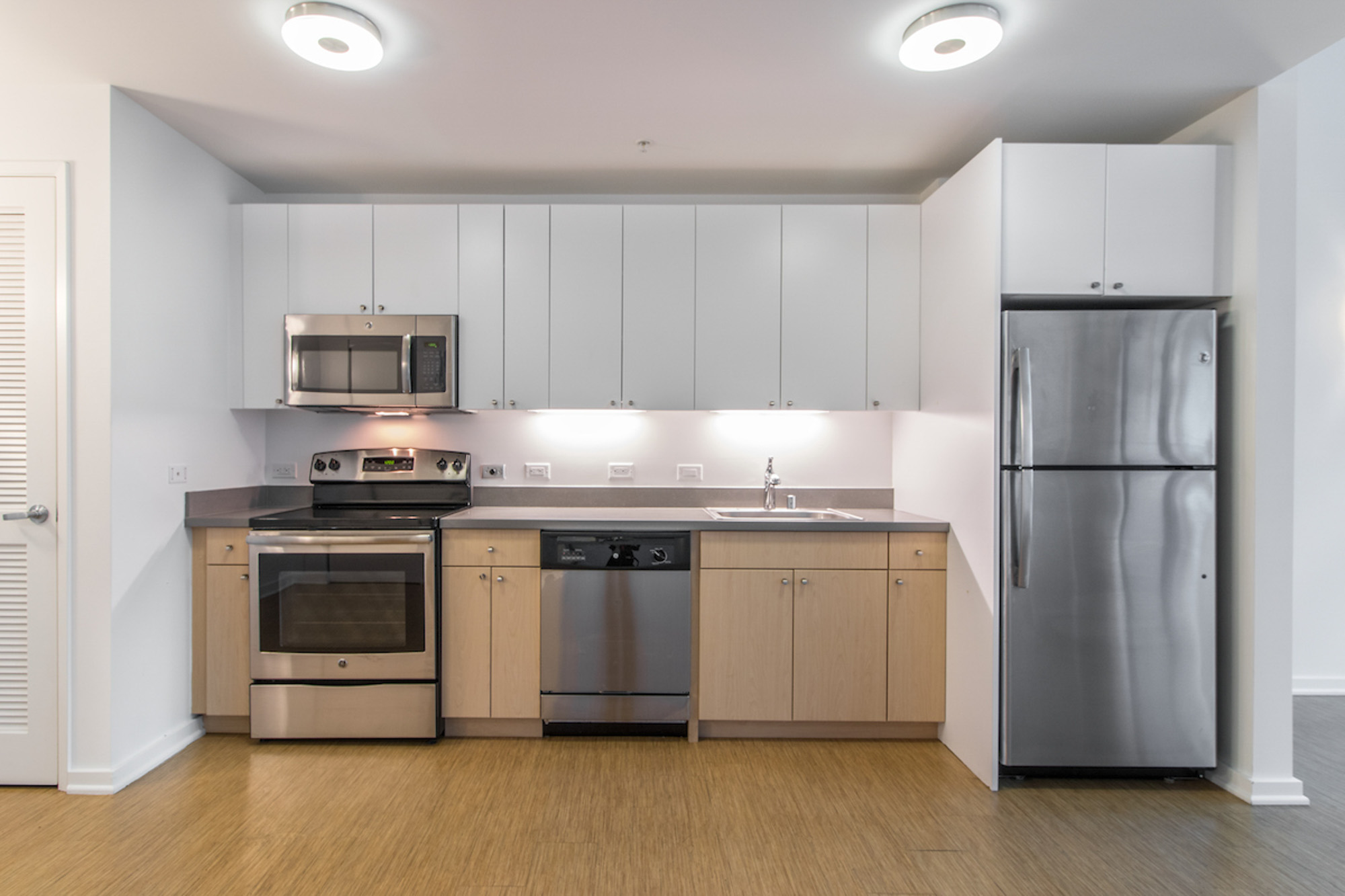 The kitchen at Mosso apartments in San Francisco, CA.