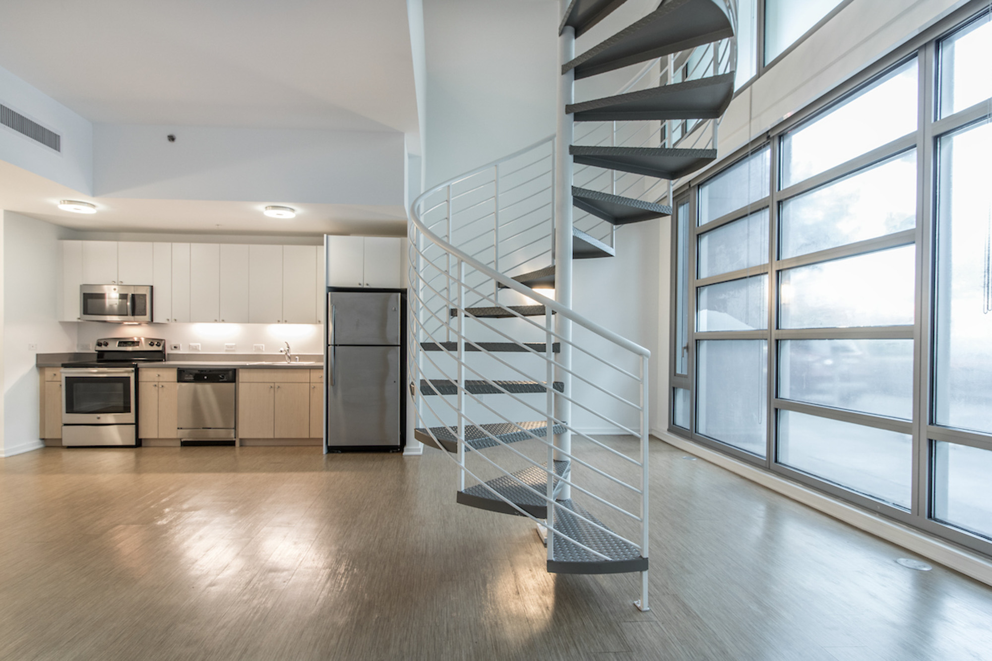 The living area at Mosso apartments in San Francisco, CA.