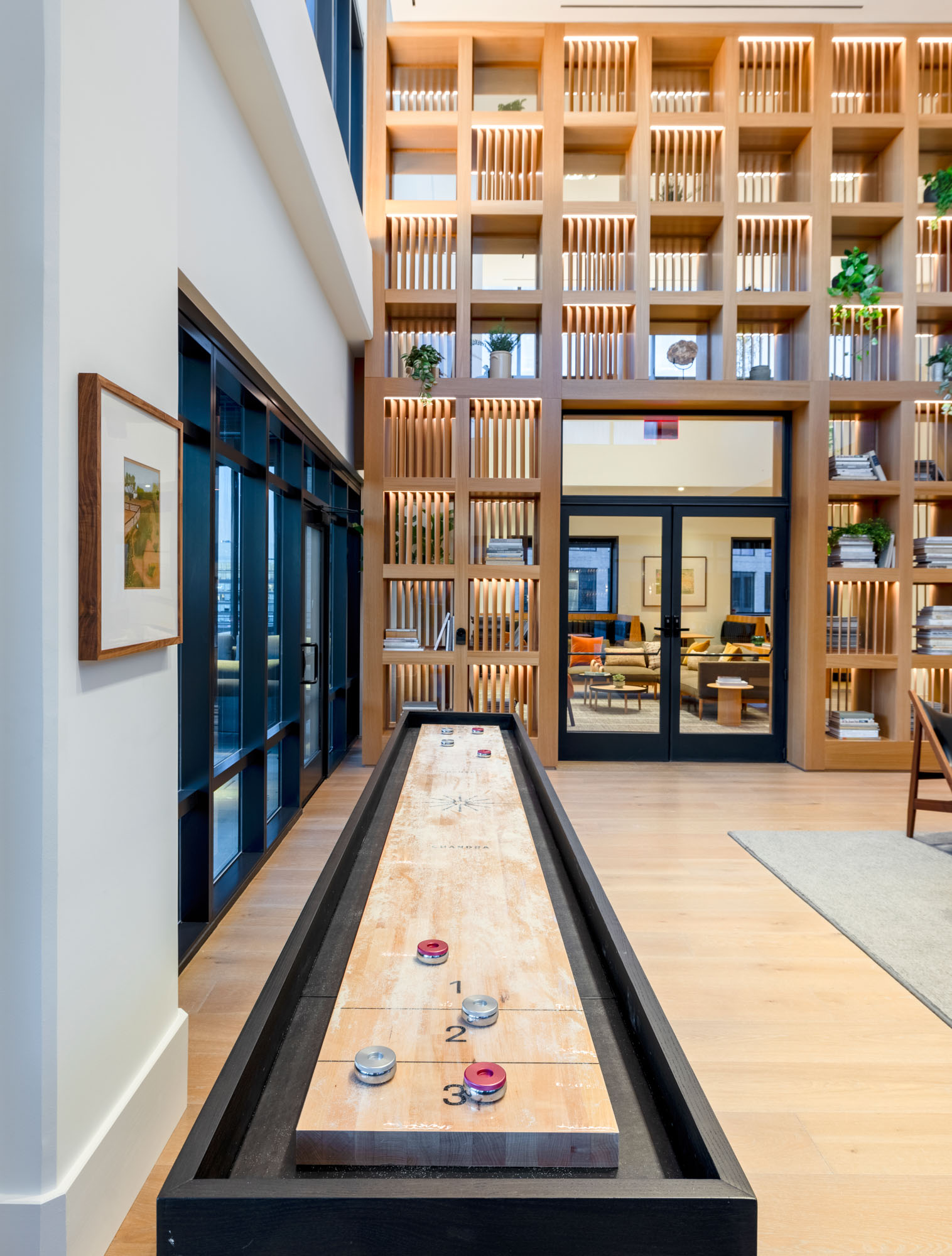 The game room at Vela apartments in The Yards in Washington, DC.