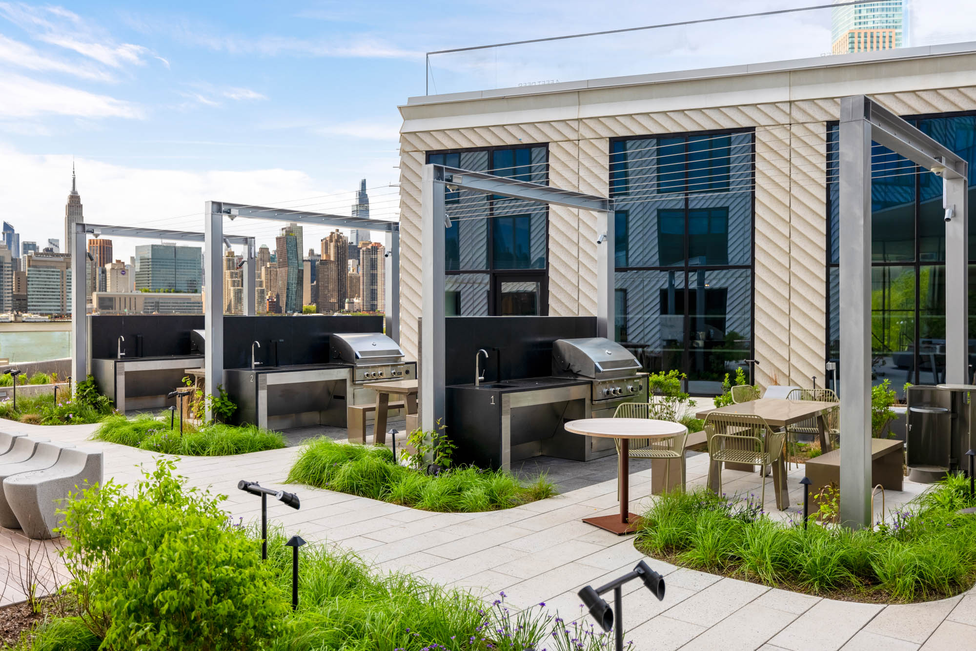 The Central Terrace at Eagle + West apartments in Greenpoint Landing in Brooklyn, New York.