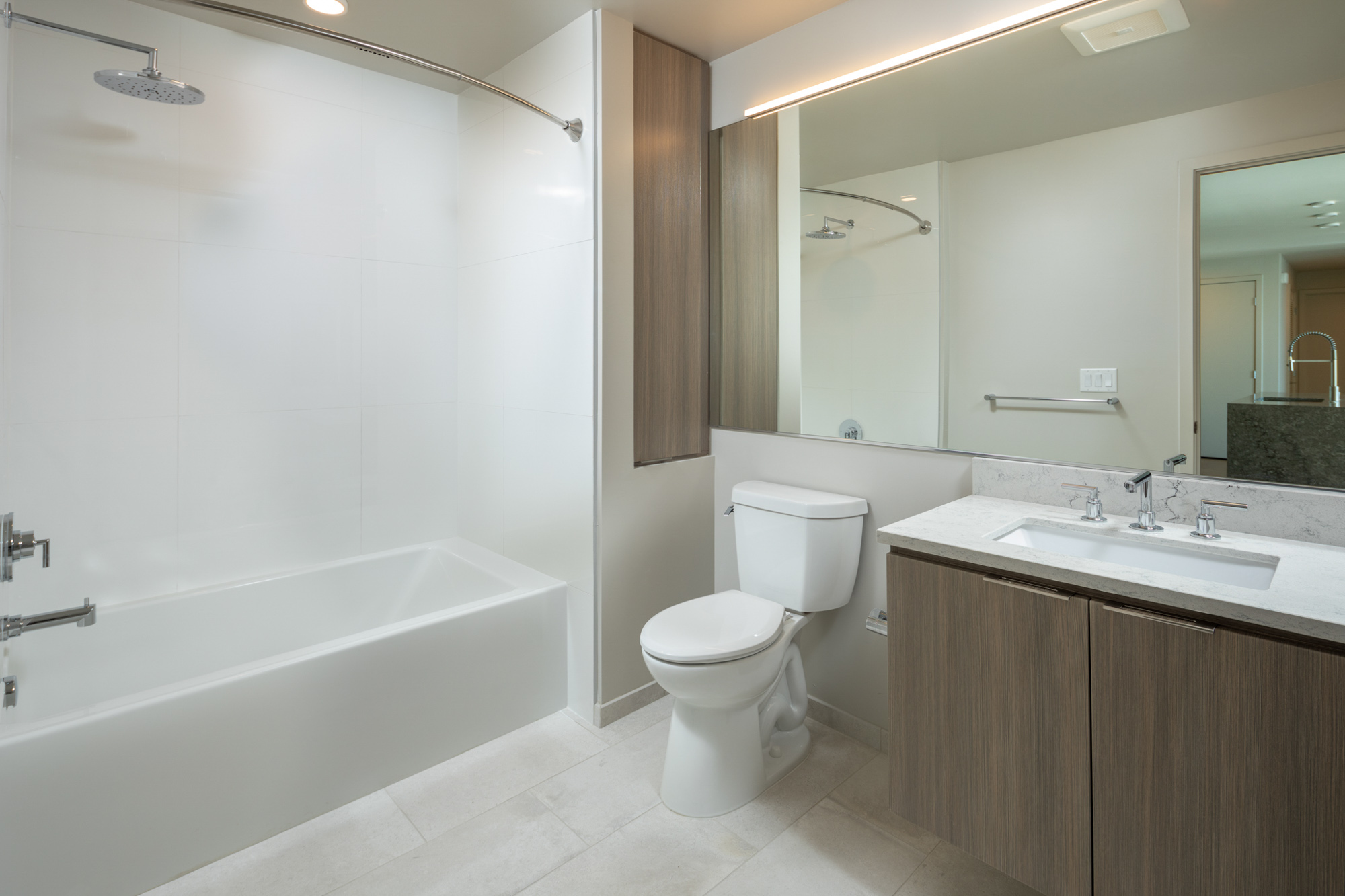 A bathroom at The Merian Apartments in San Diego, California.