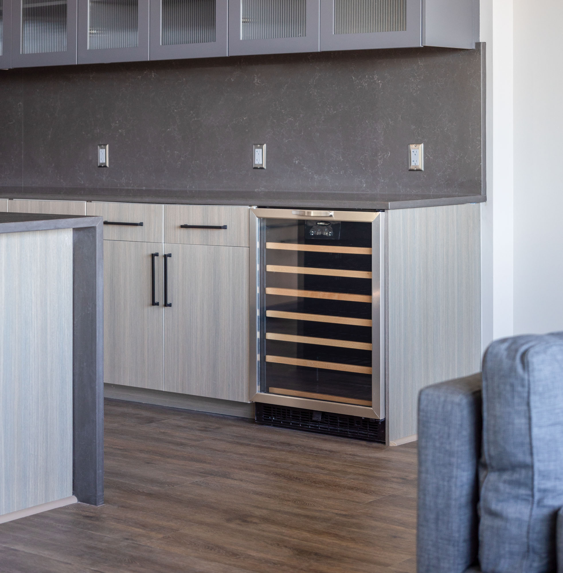 Kitchen space at The Merian Apartments in San Diego, California.