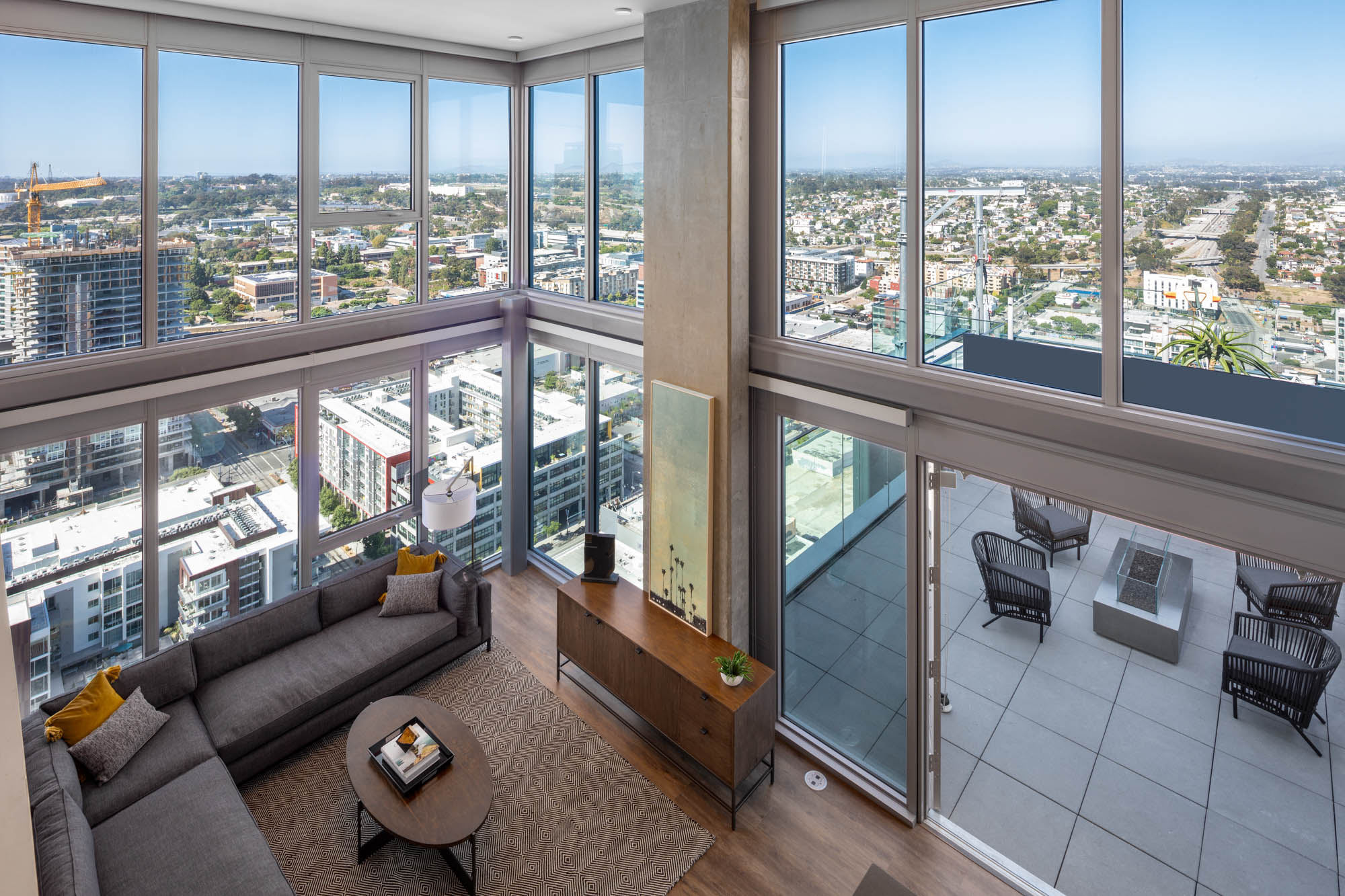 Living space at The Merian Apartments in San Diego, California.