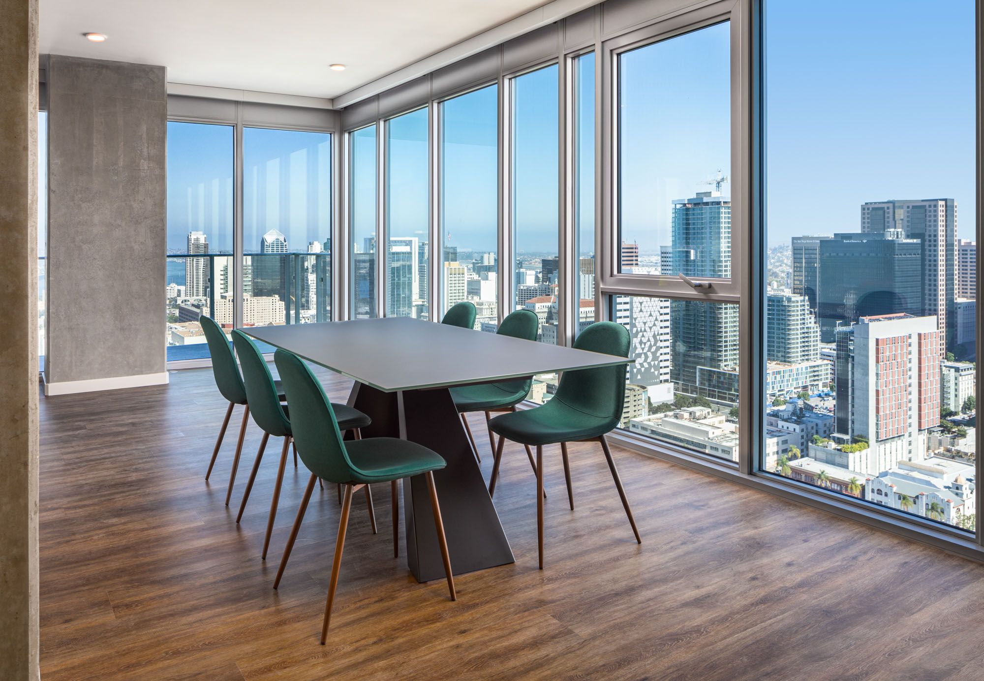 Living space at The Merian Apartments in San Diego, California.