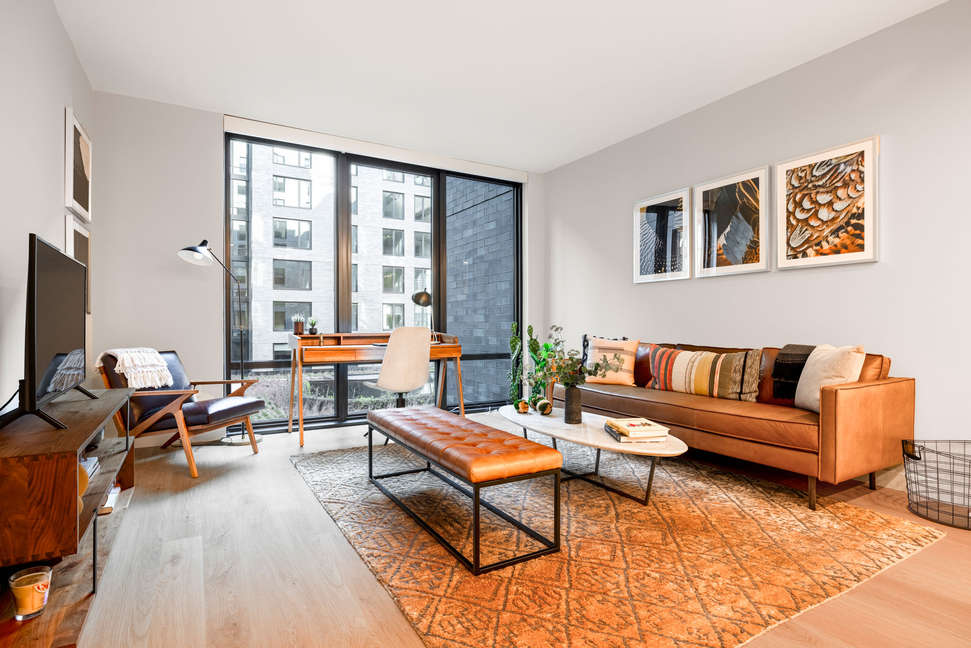 The living area in a Vela apartment in The Yards in Washington, DC.