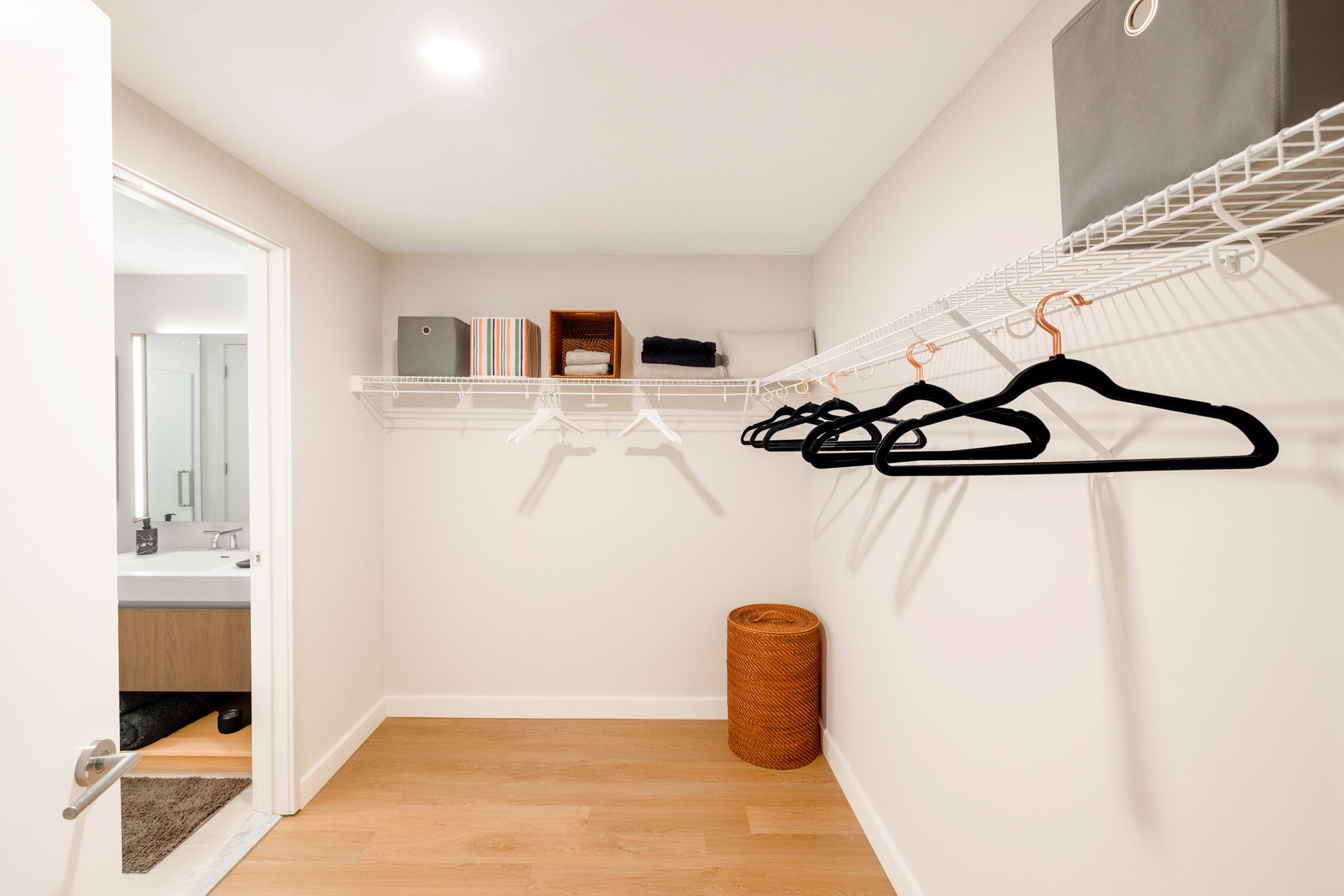 The closet in a Vela apartment in The Yards in Washington, DC.