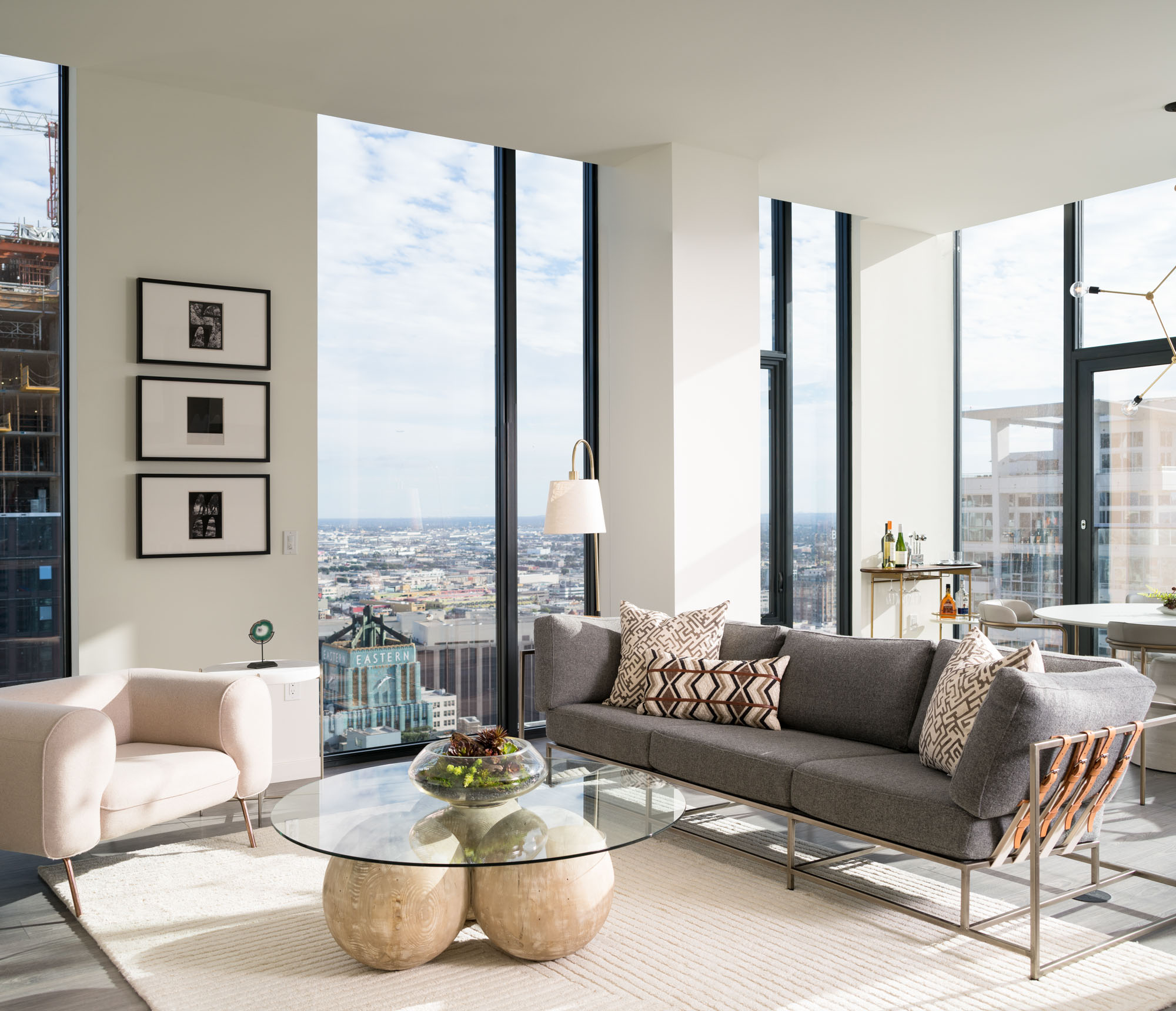 The living area in an Atelier apartment in downtown Los Angeles.