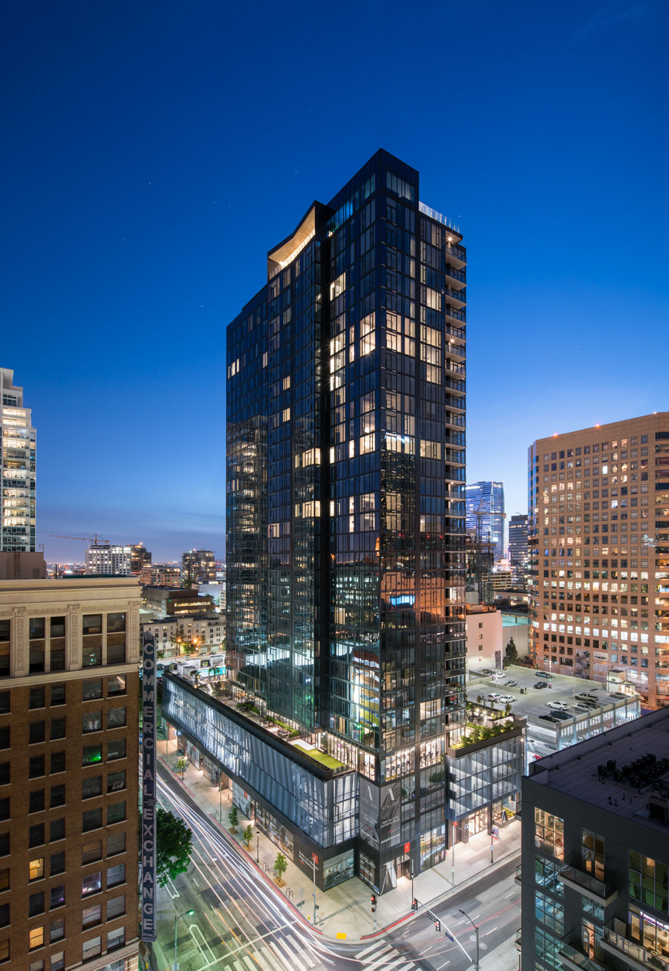 The exterior of Atelier apartments in downtown Los Angeles.