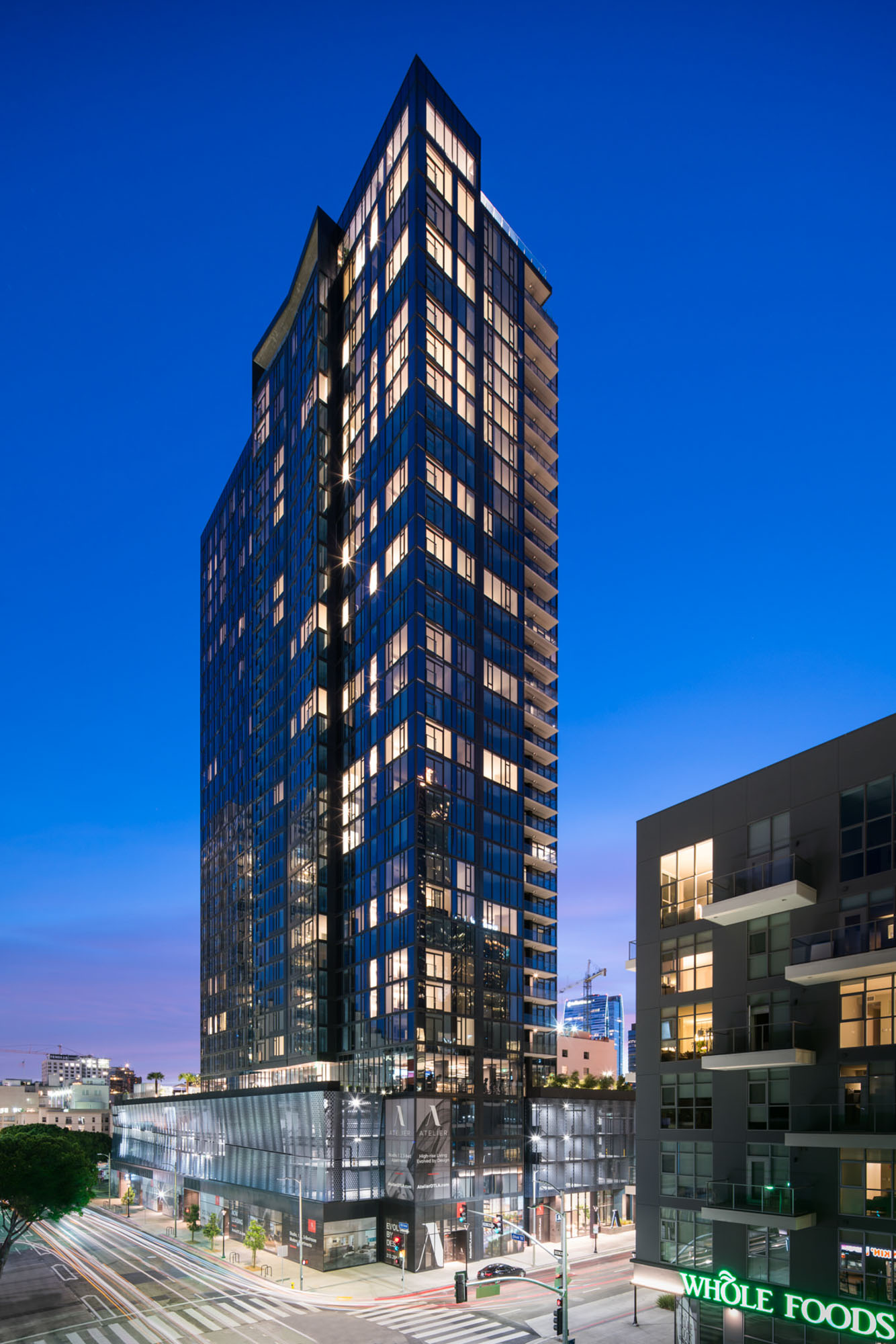 The exterior of Atelier apartments in downtown Los Angeles.