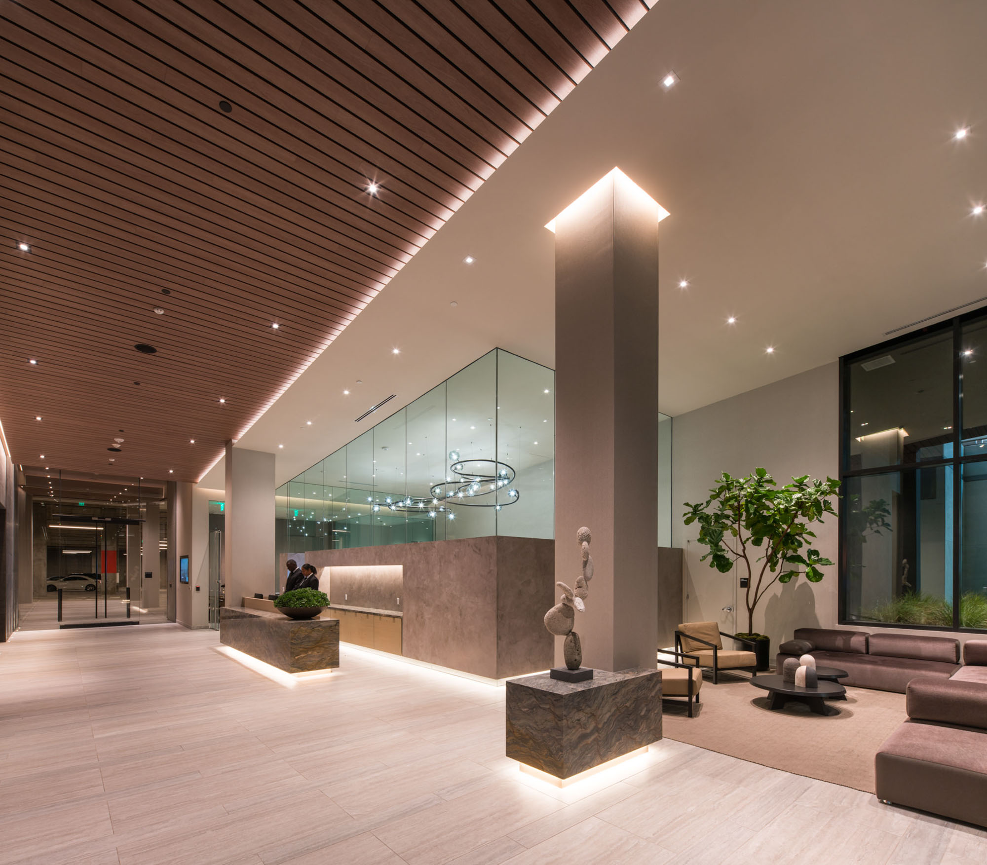 The lobby at Atelier apartments in downtown Los Angeles.