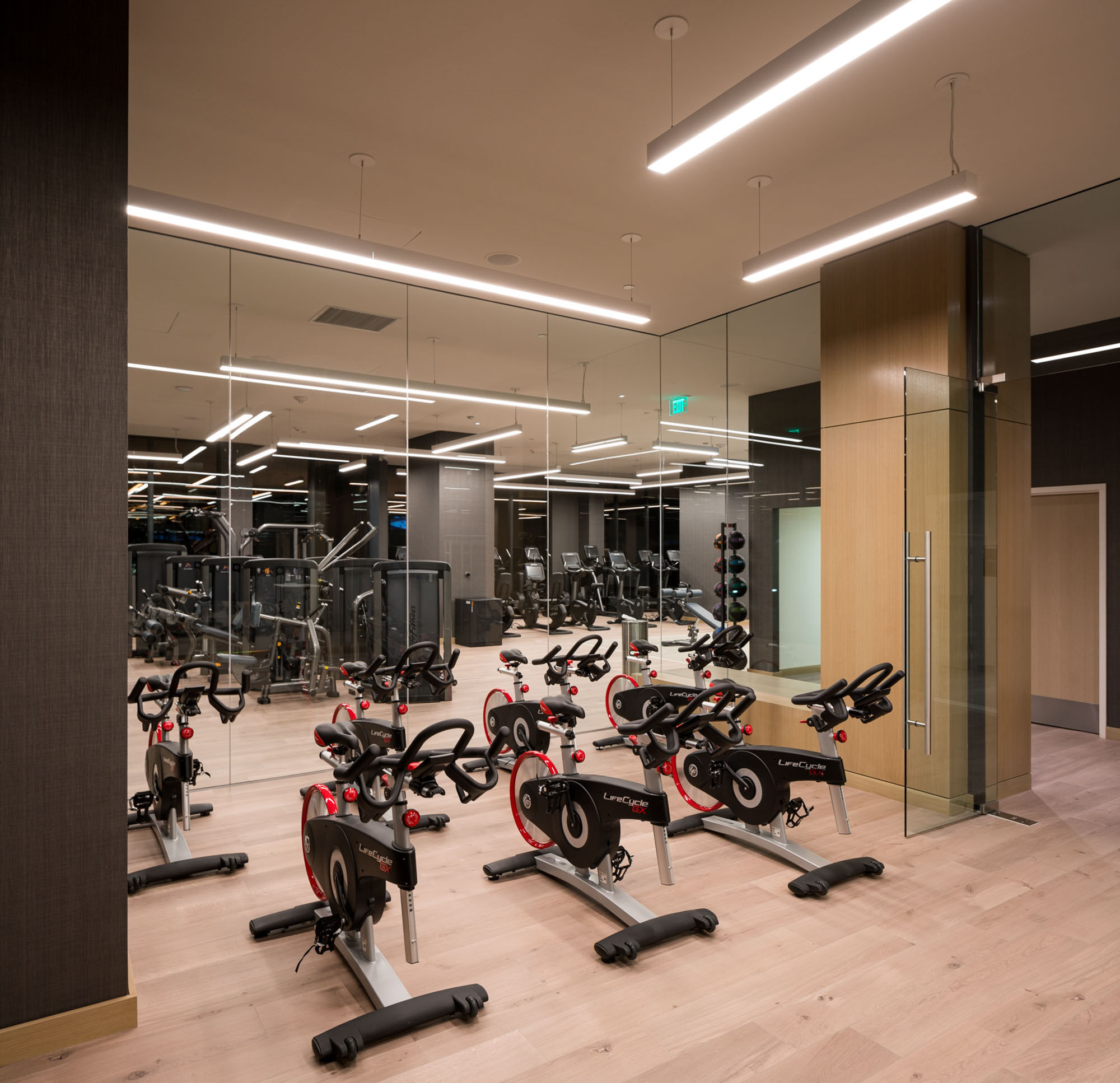 The fitness studio at Atelier apartments in downtown Los Angeles.