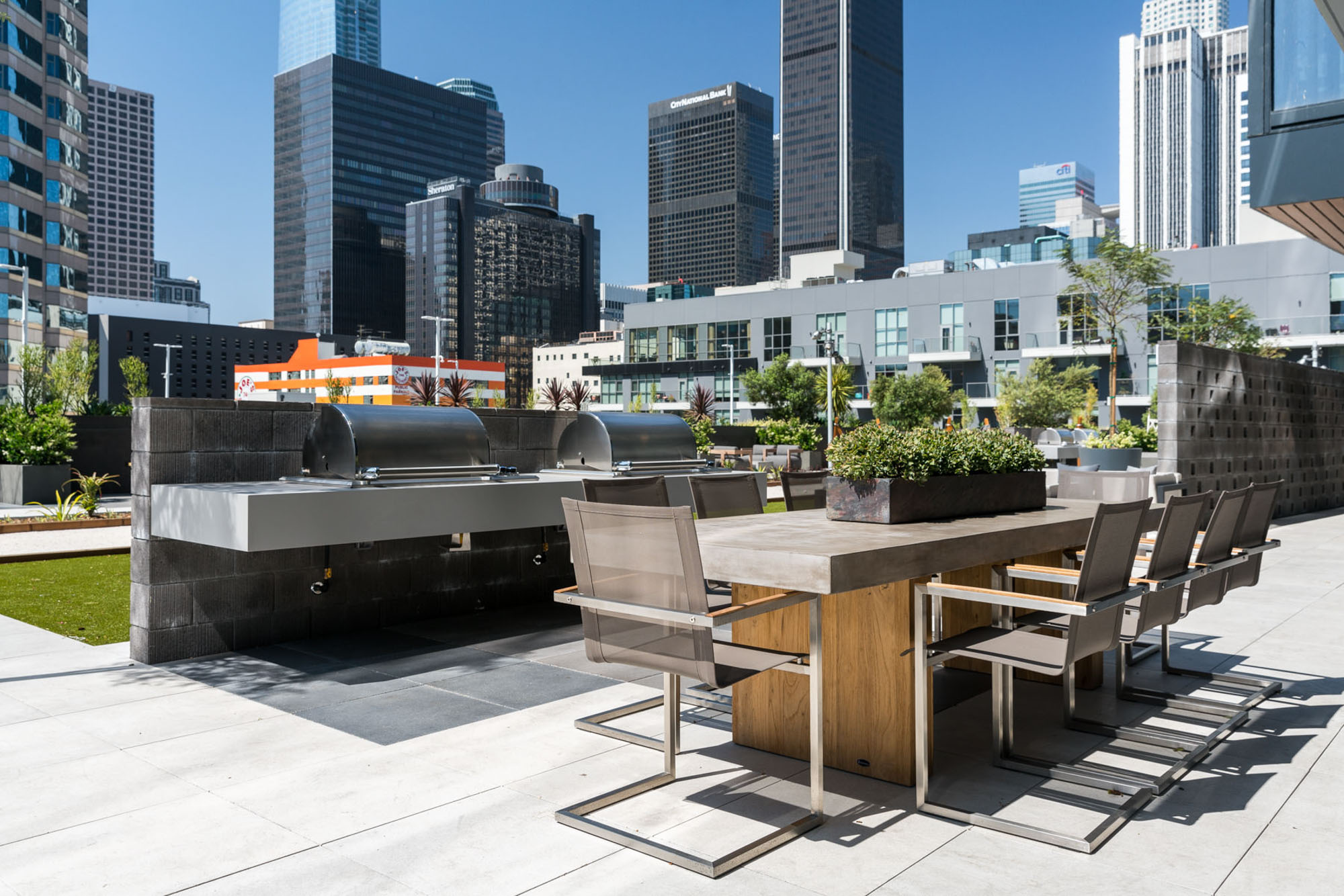 The courtyard at Atelier apartments in downtown Los Angeles.