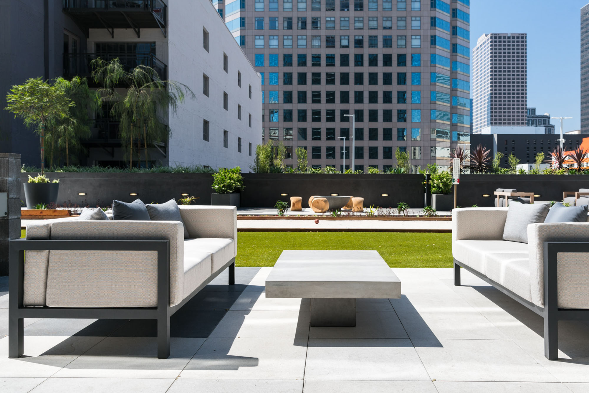 The courtyard at Atelier apartments in downtown Los Angeles.