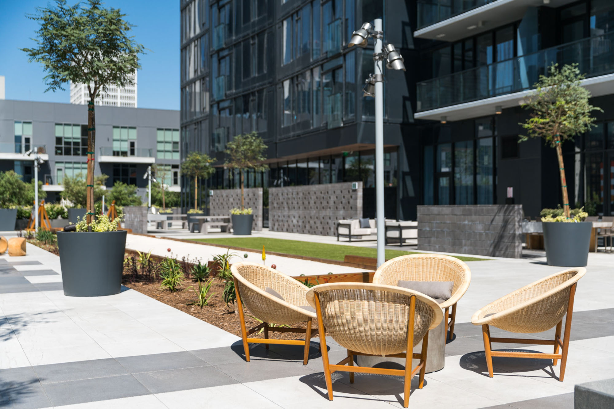 The courtyard at Atelier apartments in downtown Los Angeles.