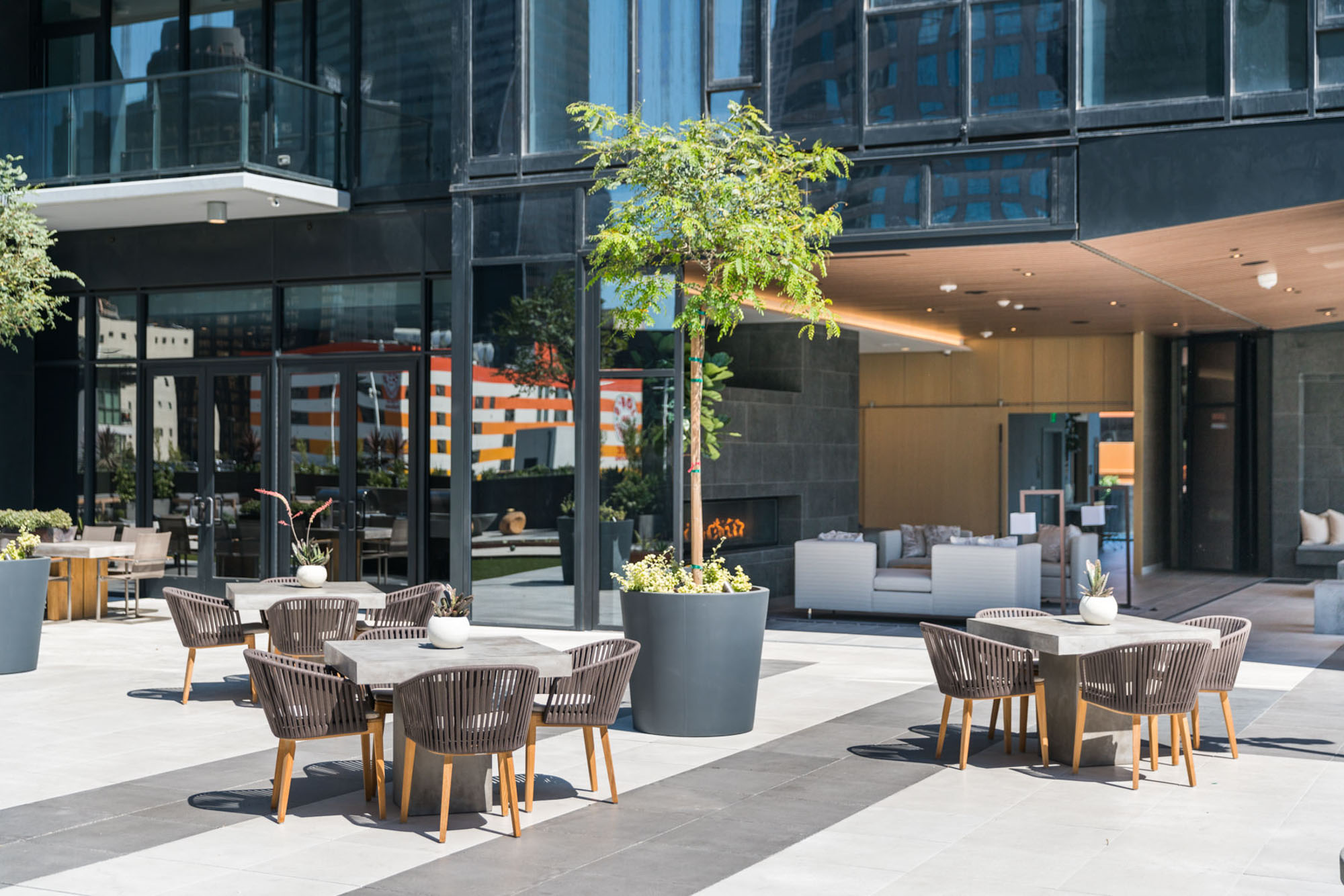 The courtyard at Atelier apartments in downtown Los Angeles.