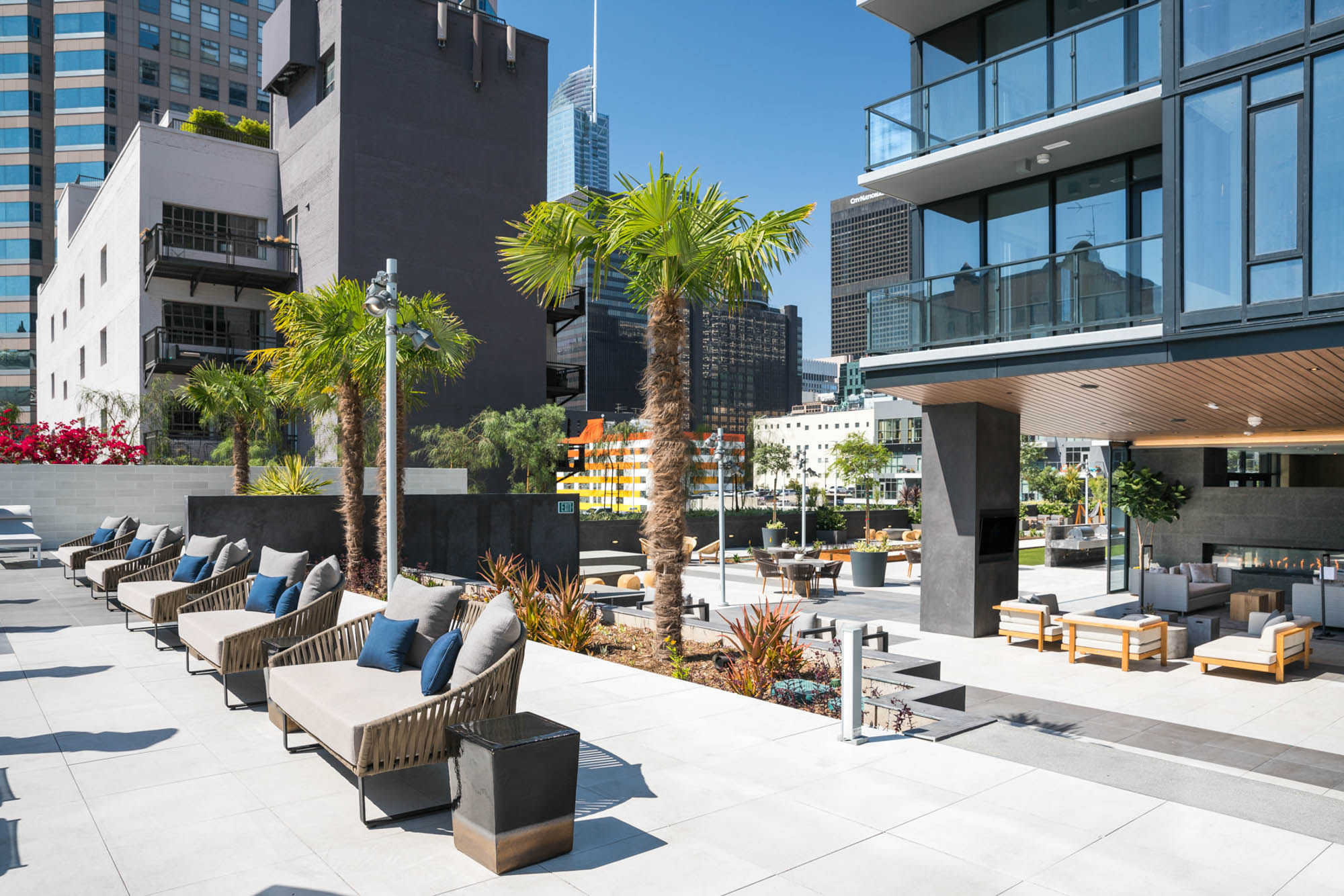 The courtyard at Atelier apartments in downtown Los Angeles.