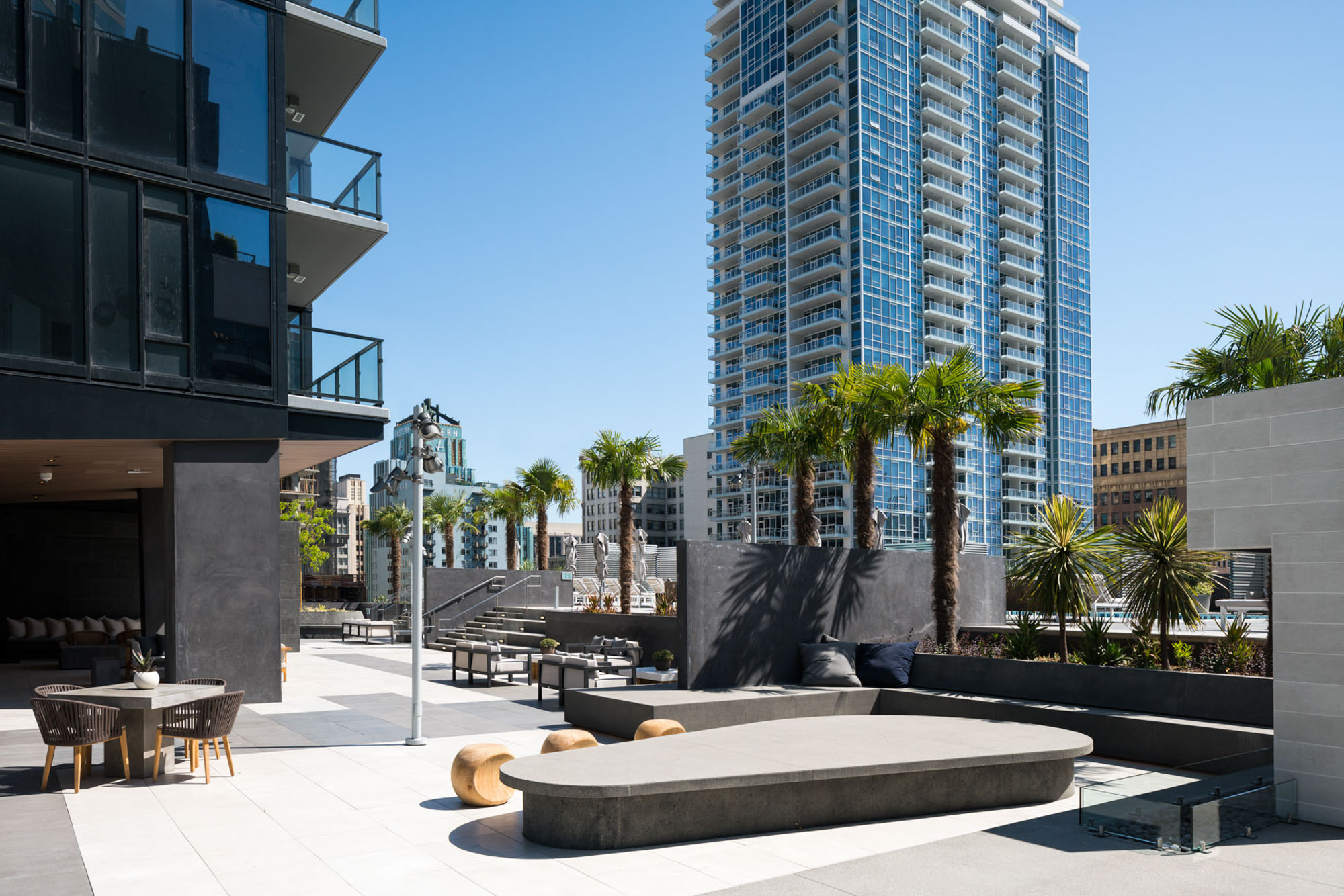 The courtyard at Atelier apartments in downtown Los Angeles.