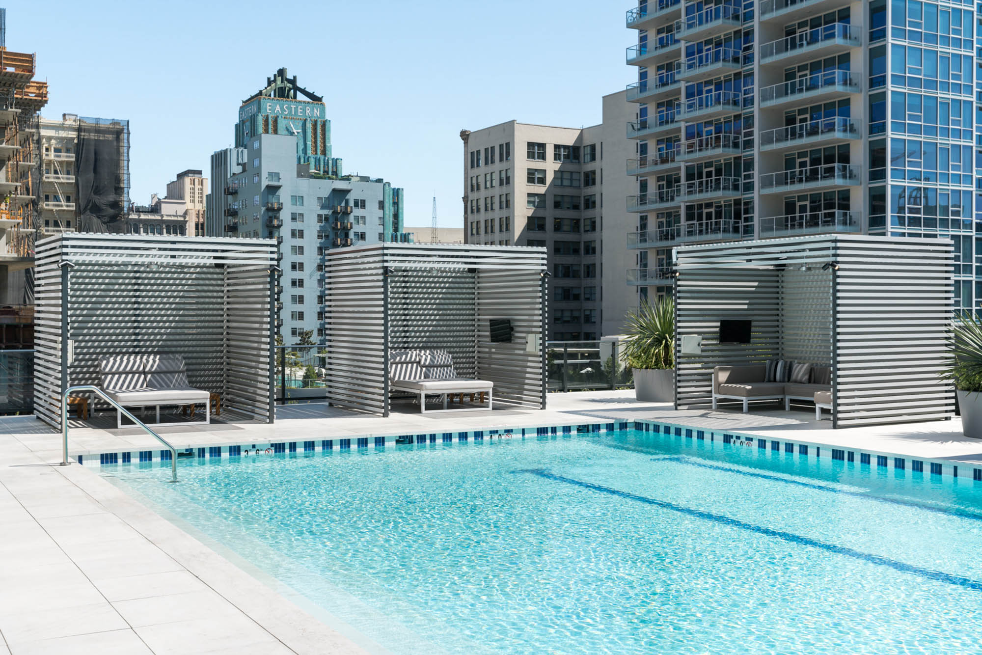 The pool at Atelier apartments in downtown Los Angeles.