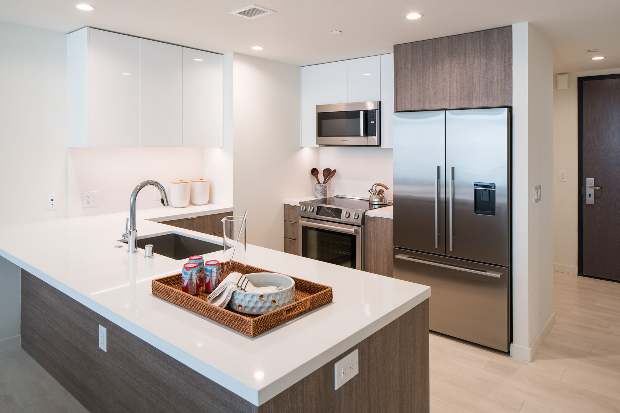 The kitchen in an Atelier apartment in downtown Los Angeles.