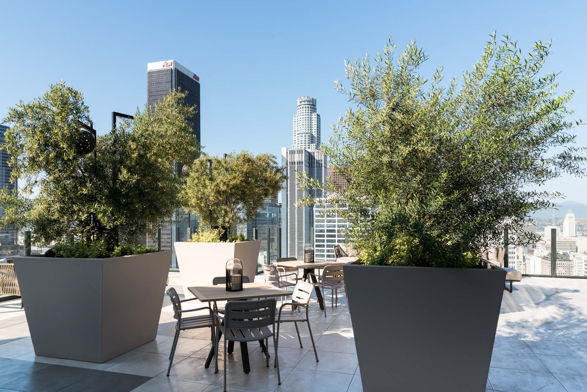 The terrace at Atelier apartments in downtown Los Angeles.