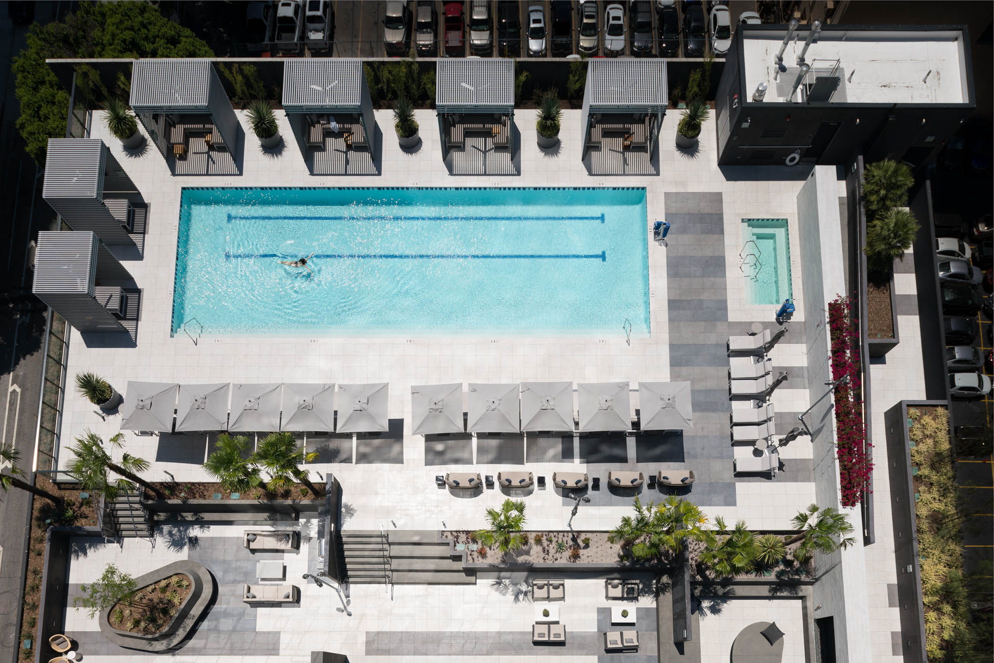 The pool at Atelier apartments in downtown Los Angeles.