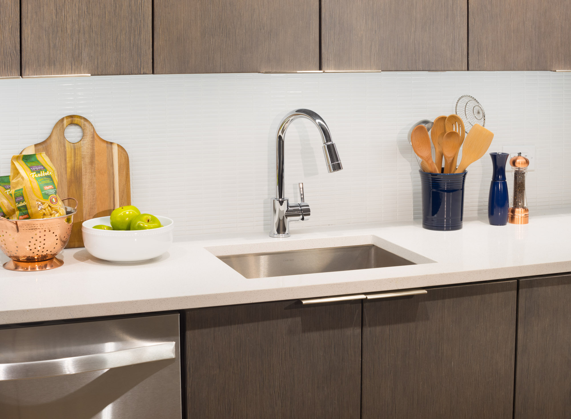 The kitchen in a VYV apartment in Jersey City.