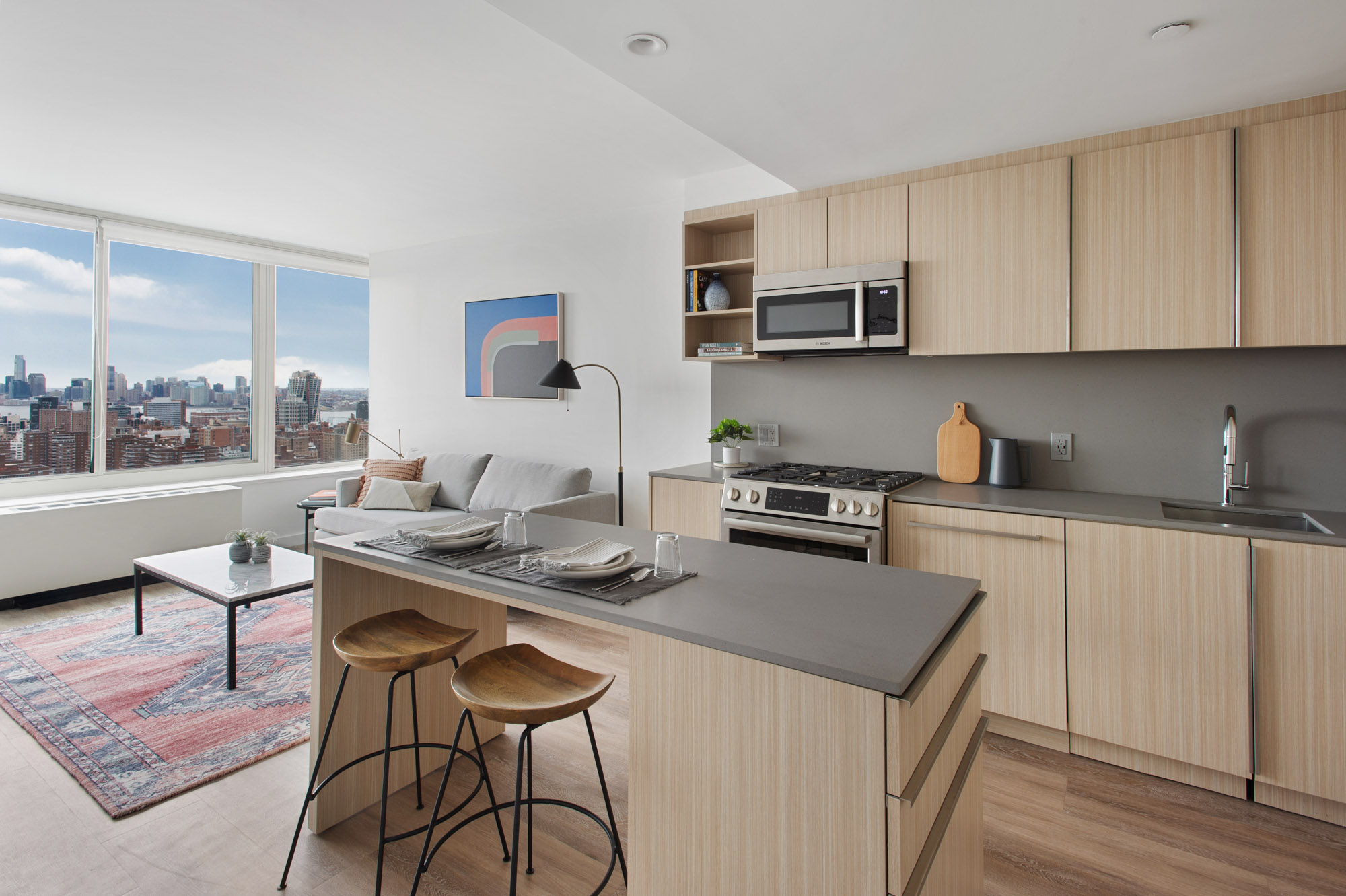 A kitchen at The Olivia in Manhattan, NYC.