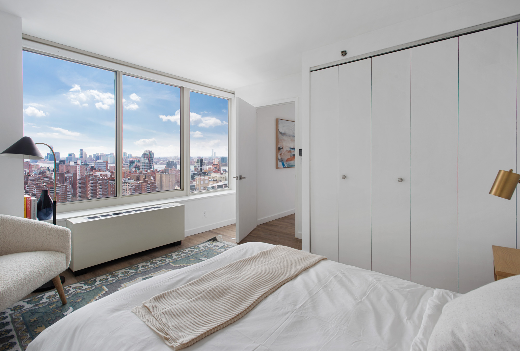 A bedroom at The Olivia in Manhattan, NYC.