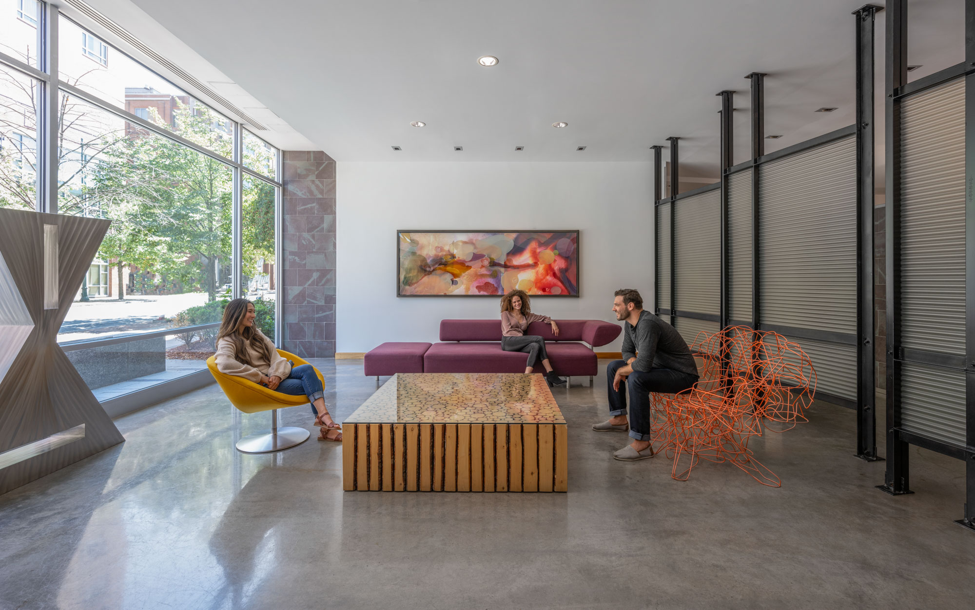 The lobby at 100 Landsdowne apartments in Cambridge, MA.