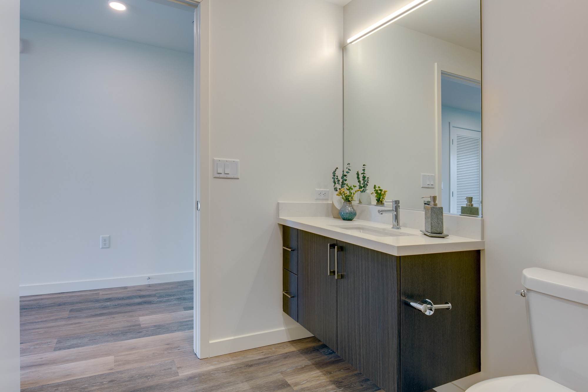 A bathroom at The Merian Apartments in San Diego, California.