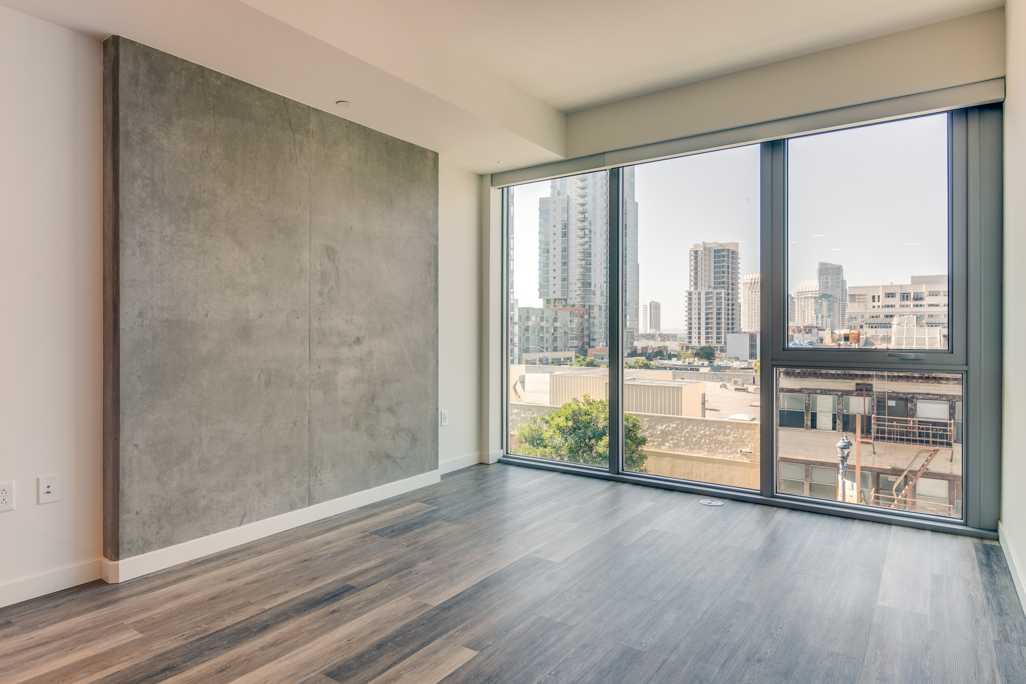 Living space at The Merian Apartments in San Diego, California.