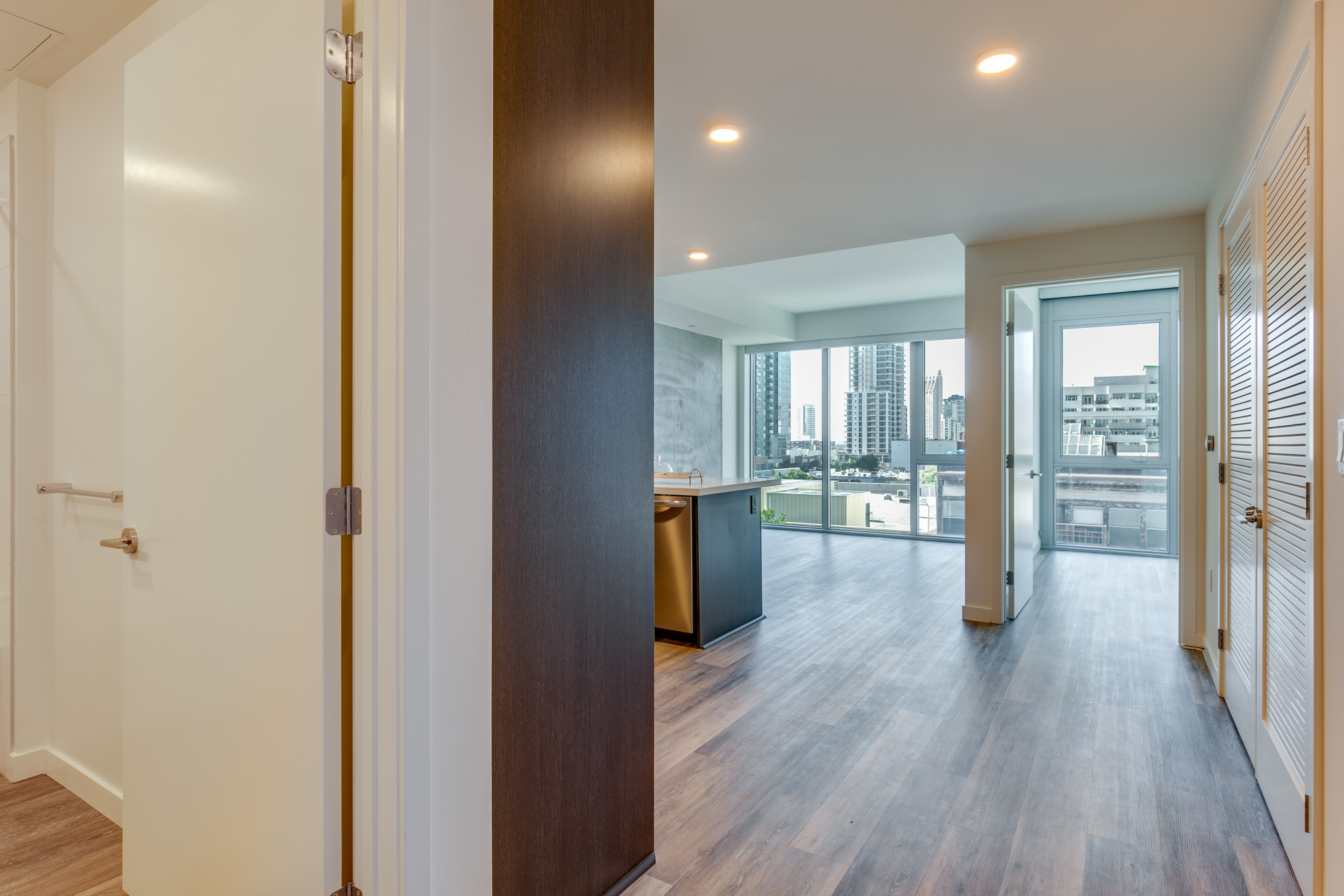 Living space at The Merian Apartments in San Diego, California.