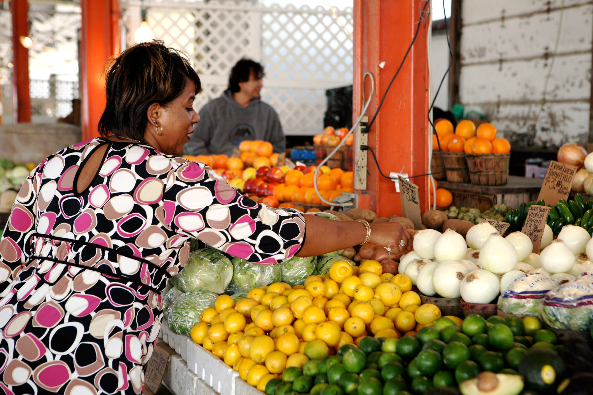 Farmers market near The Merc apartments in Mercantile Place in Dallas, TX