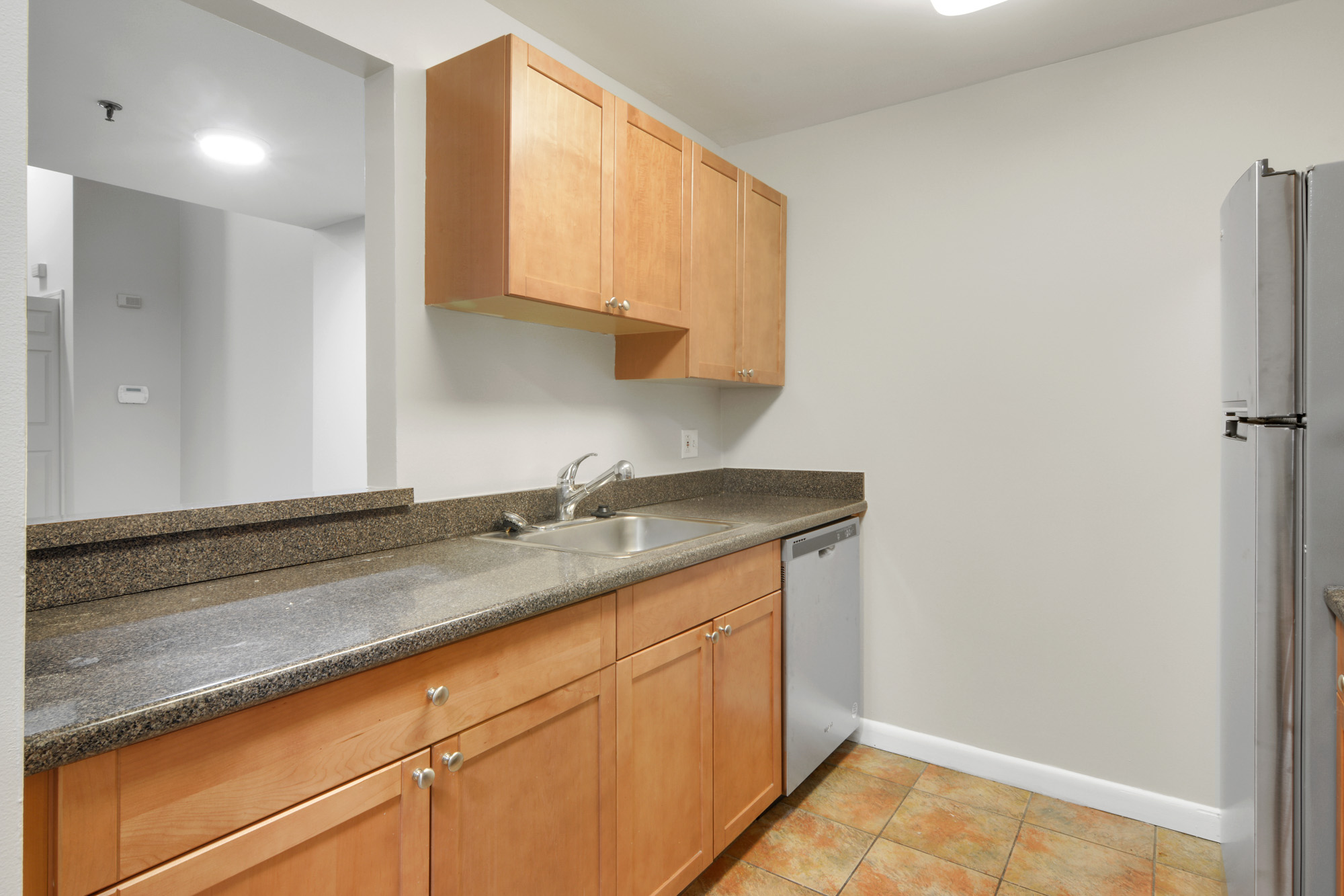 The kitchen in a KBL apartment in Boston, Massachusetts.