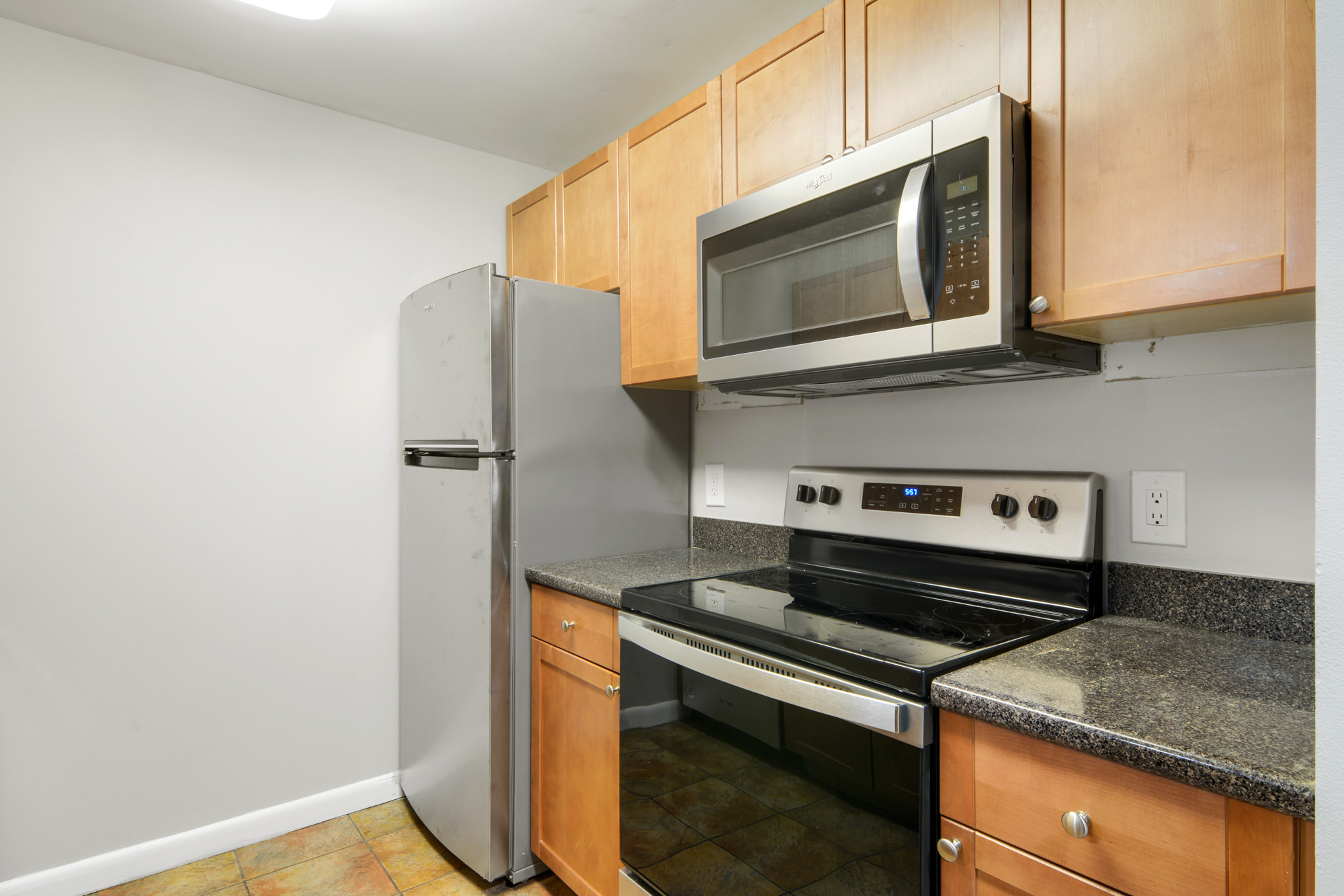 The kitchen in a KBL apartment in Boston, Massachusetts.