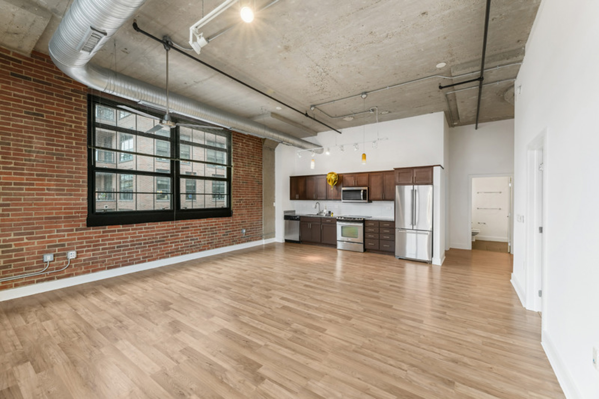 The kitchen in a Foundry Lofts apartment in Washington, D.C.