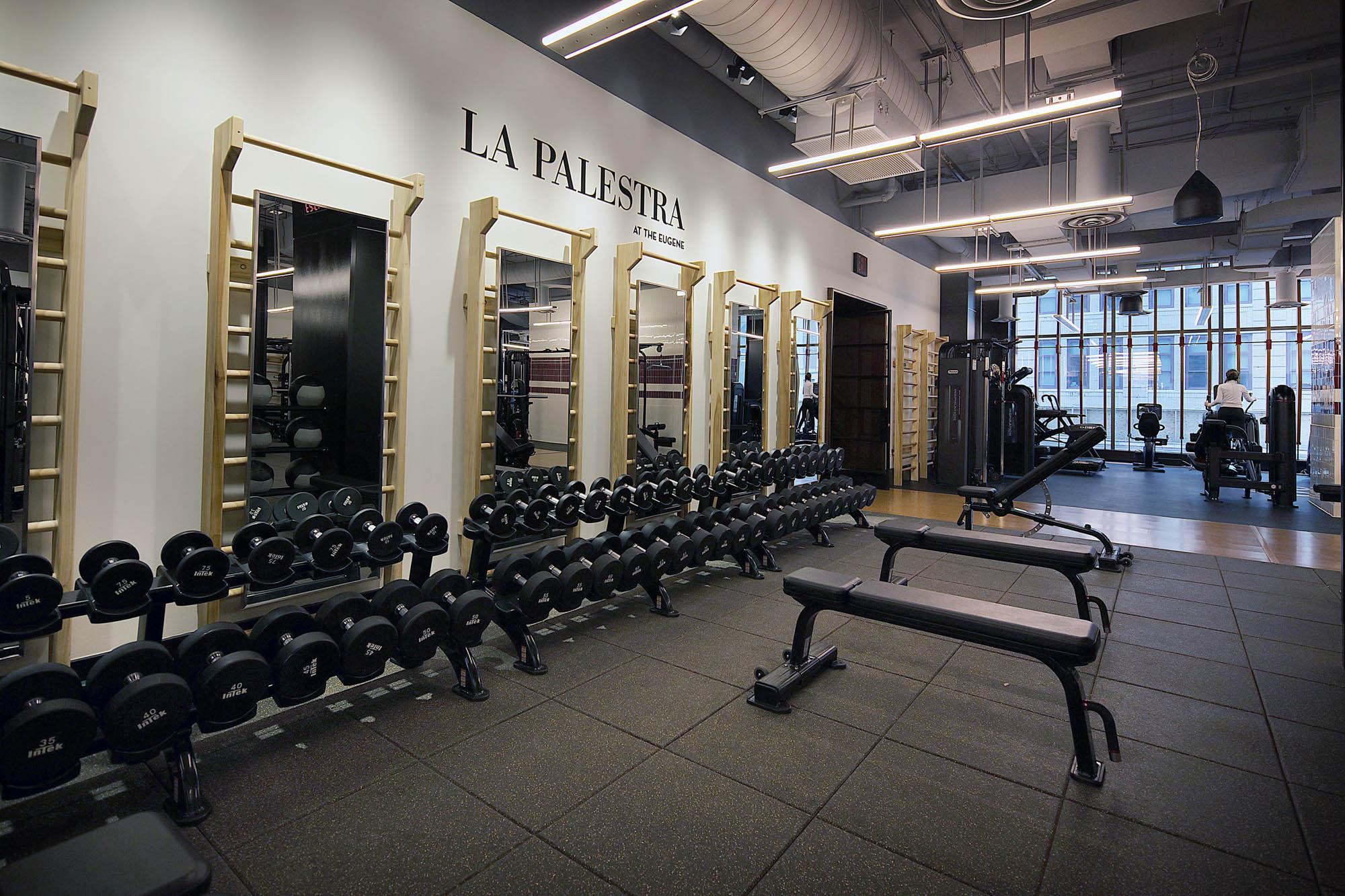 The fitness center in The Eugene apartment in Manhattan, New York.