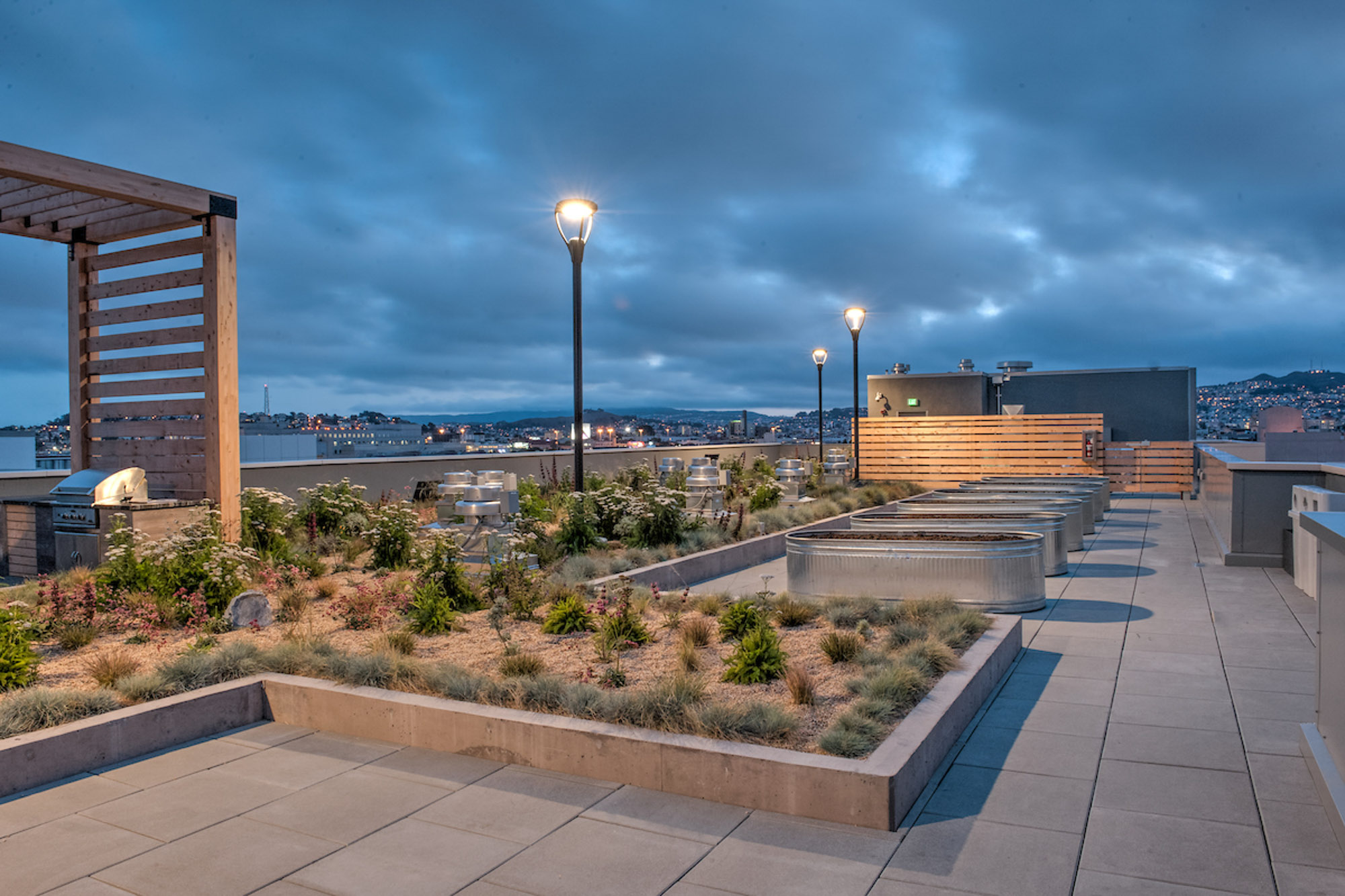 The terrace at Mosso apartments in San Francisco, CA.