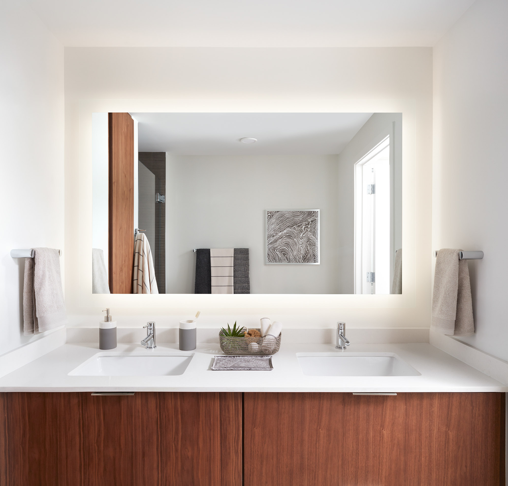 A bathroom at Origin apartments in Northern Virginia.