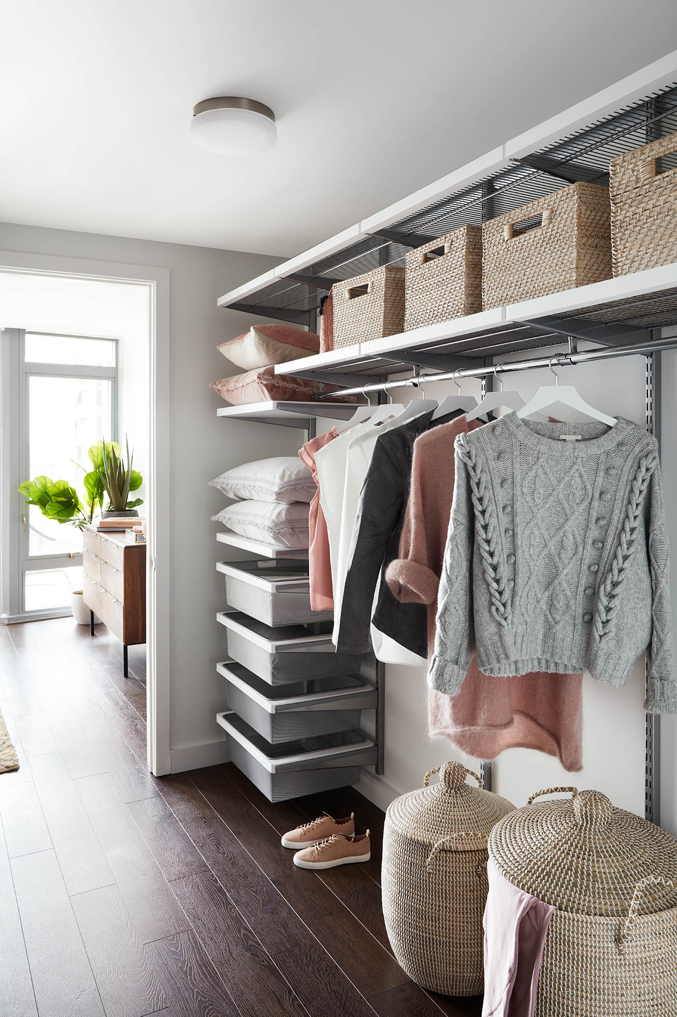 A closet at Origin apartments in Northern Virginia.