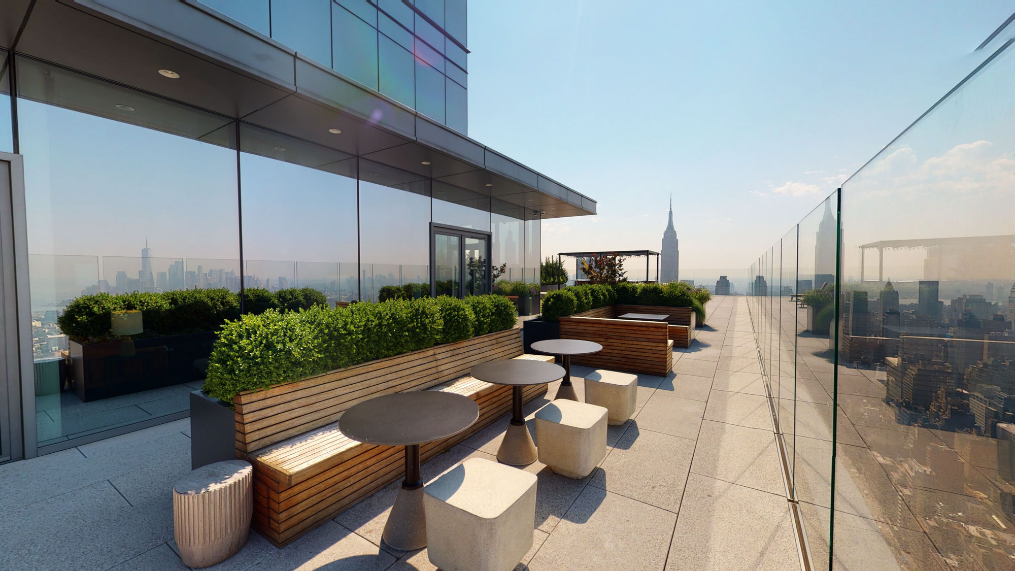 The rooftop terrace in The Eugene apartment in Manhattan, New York.