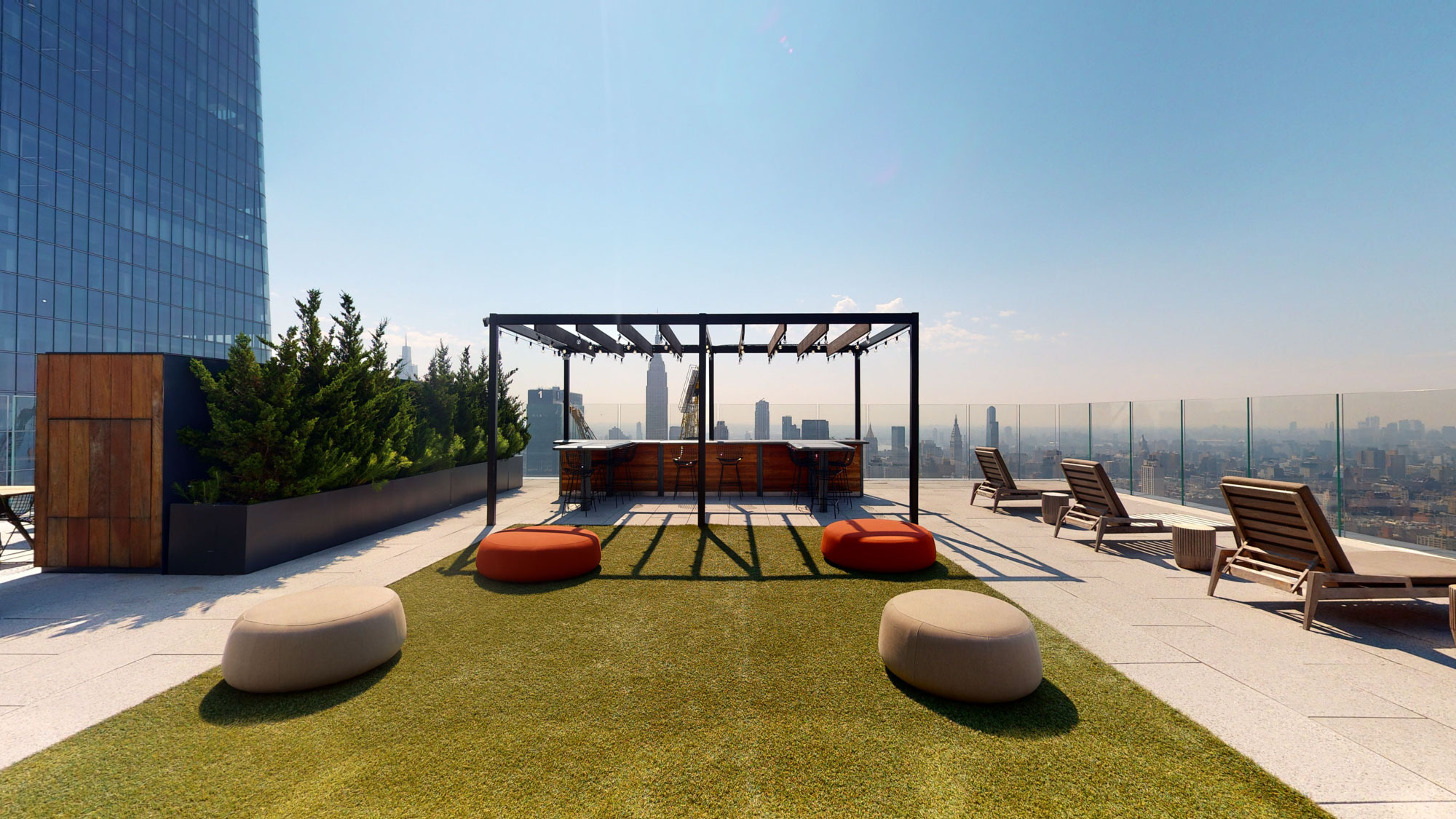 The rooftop terrace in The Eugene apartment in Manhattan, New York.