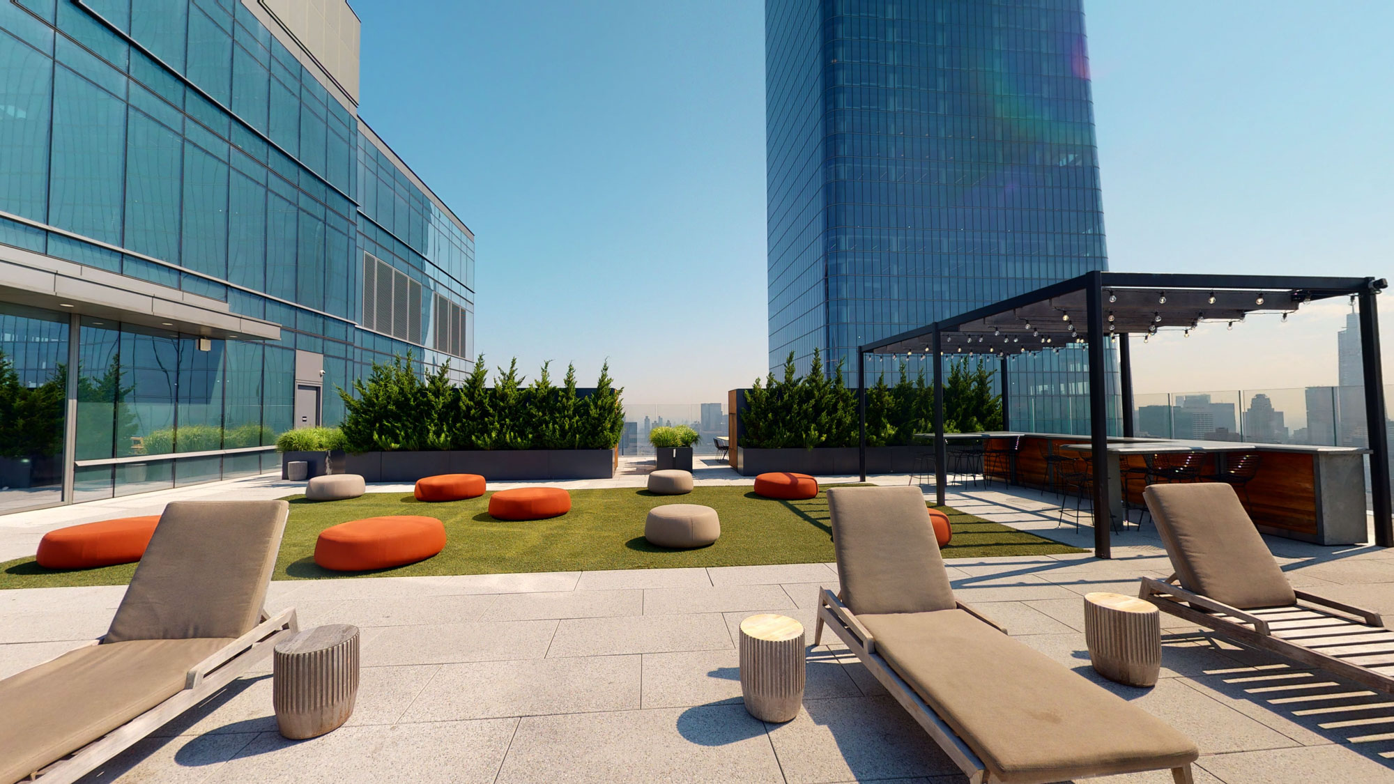 The rooftop terrace in The Eugene apartment in Manhattan, New York.