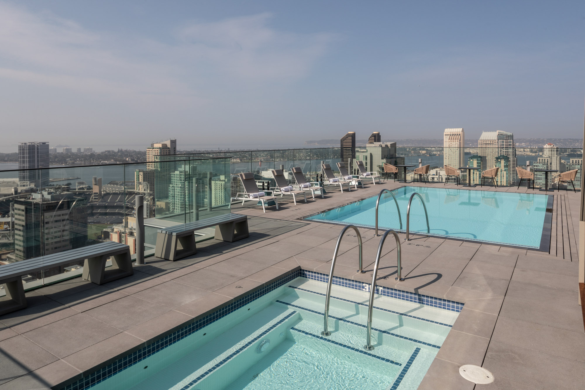 Rooftop pool at The Merian apartments in San Diego, California.